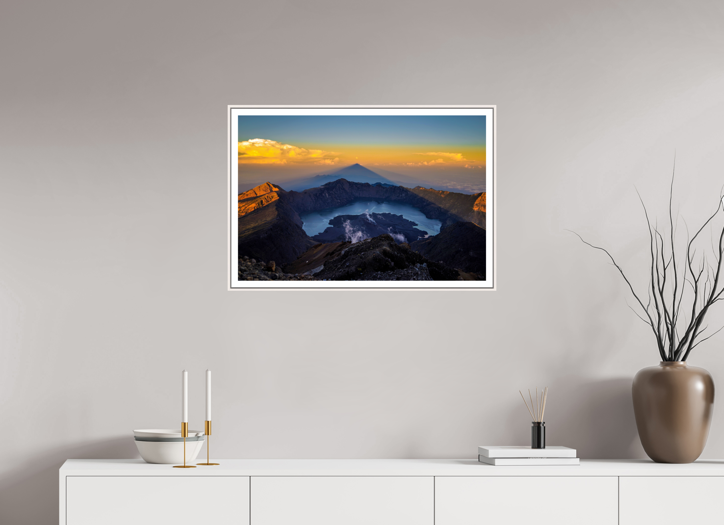 75 x 50 cm, Fine Art Print On Framed Aluminum Dibond Mount Rinjani's Caldera  - Lombok - Indonesia
