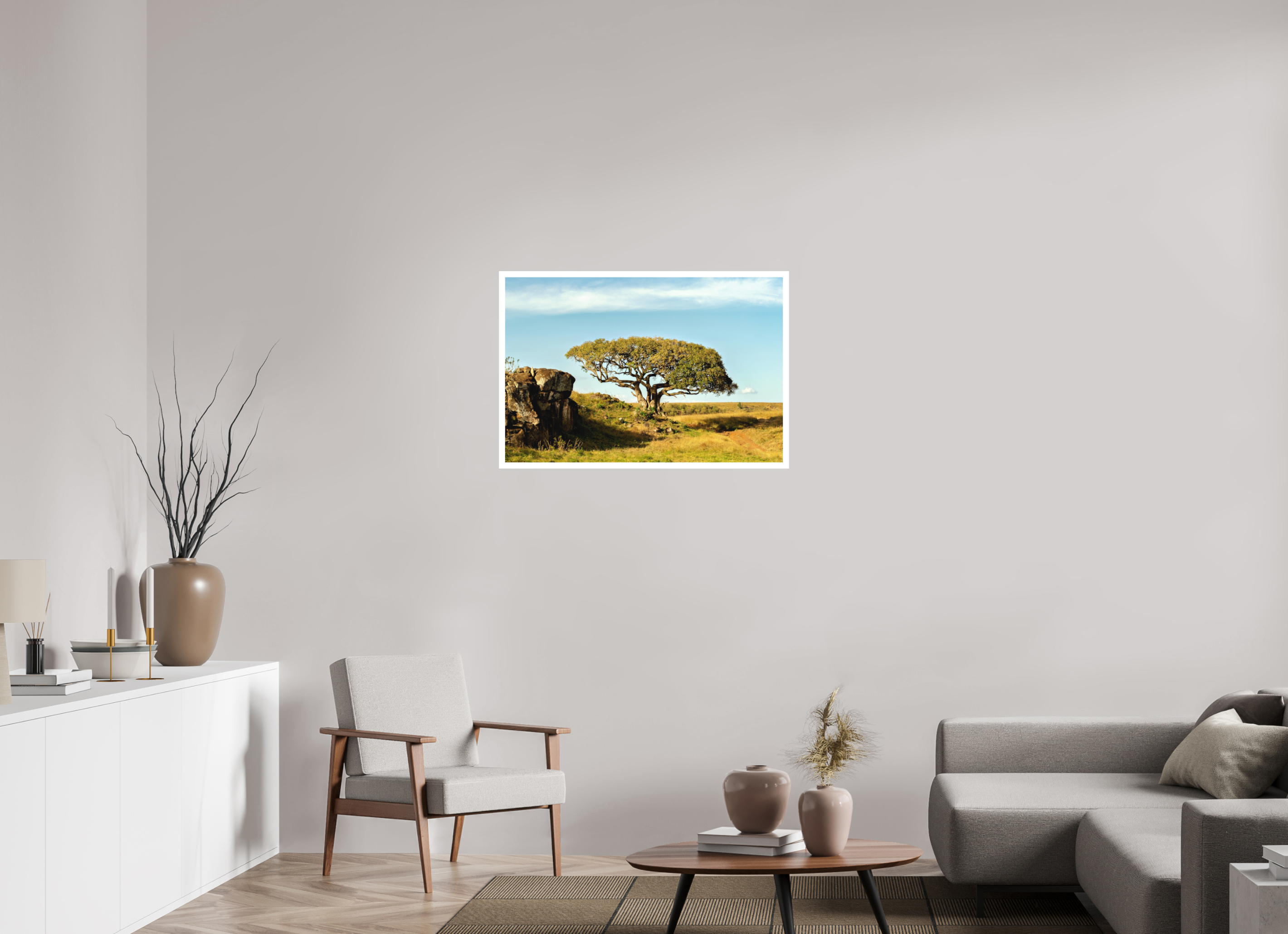 90 x 60 cm, Print on Forex with Mounting Acacia Tree - Masai Mara NP - Kenya