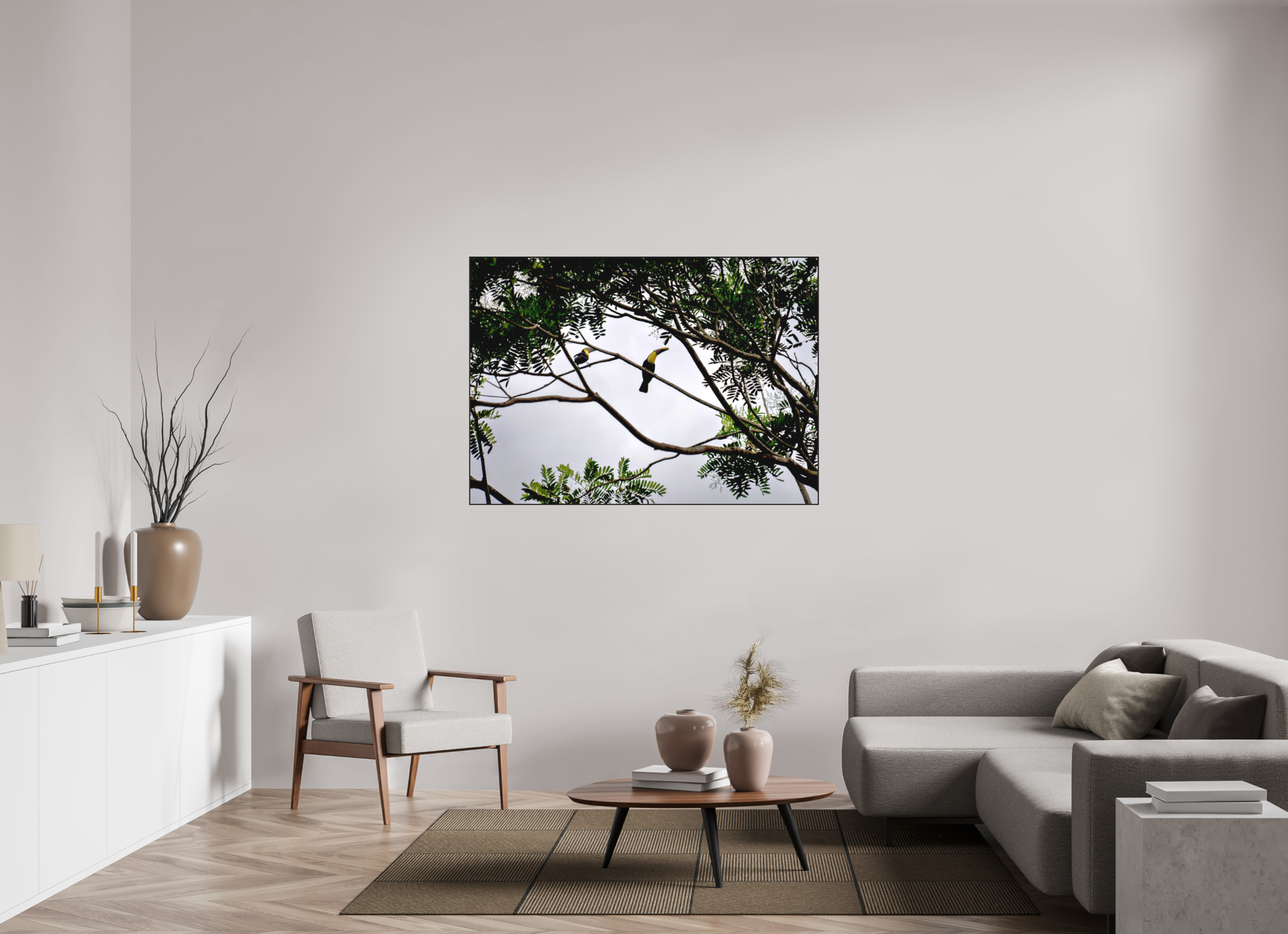 141.1 x 100 cm, Solid Wood Artbox A Hornbill on a Branch