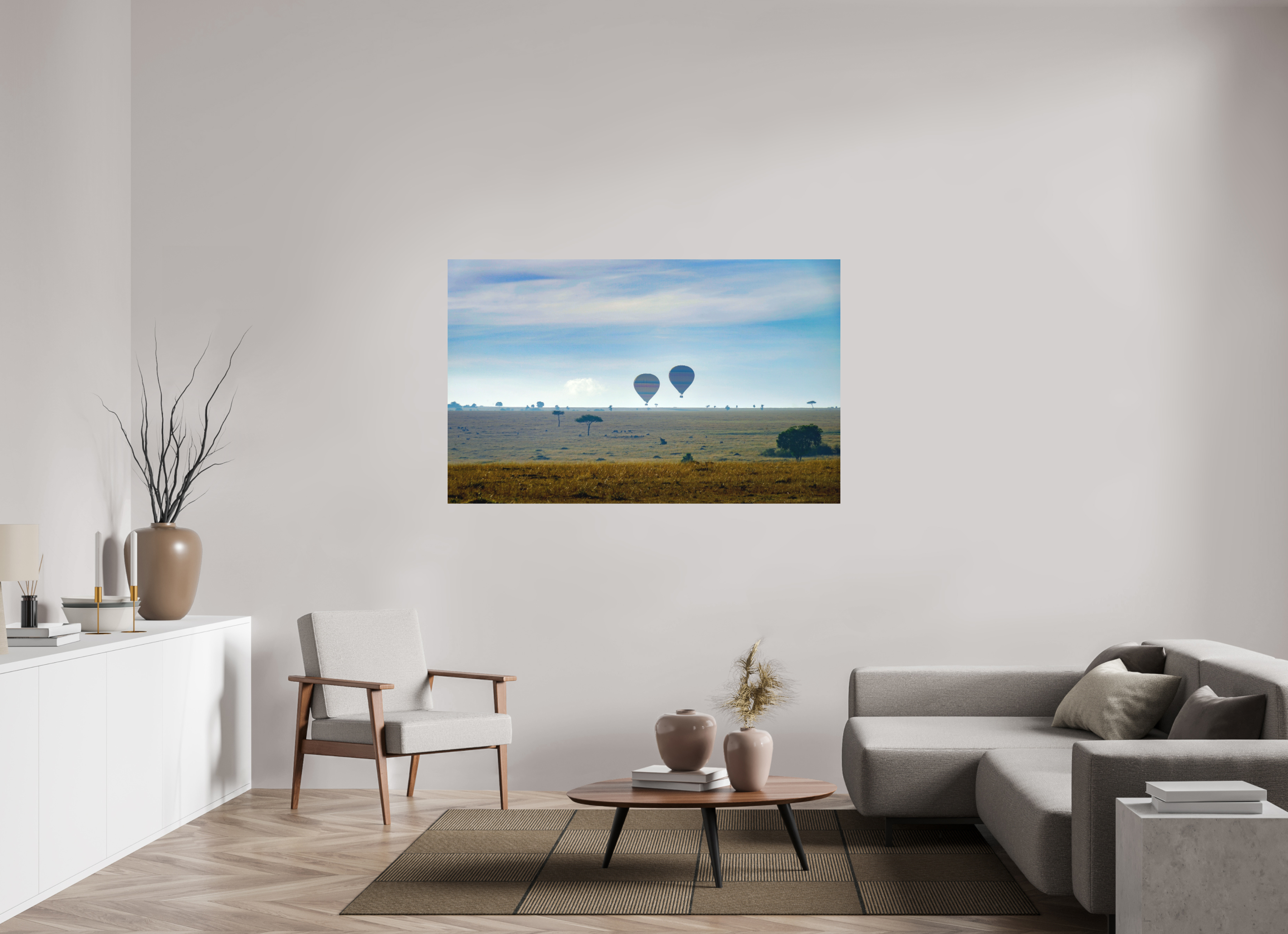 160.7 x 100 cm, Fine Art Print Smooth Hot-air Balloons over the Masai Mara - Kenya