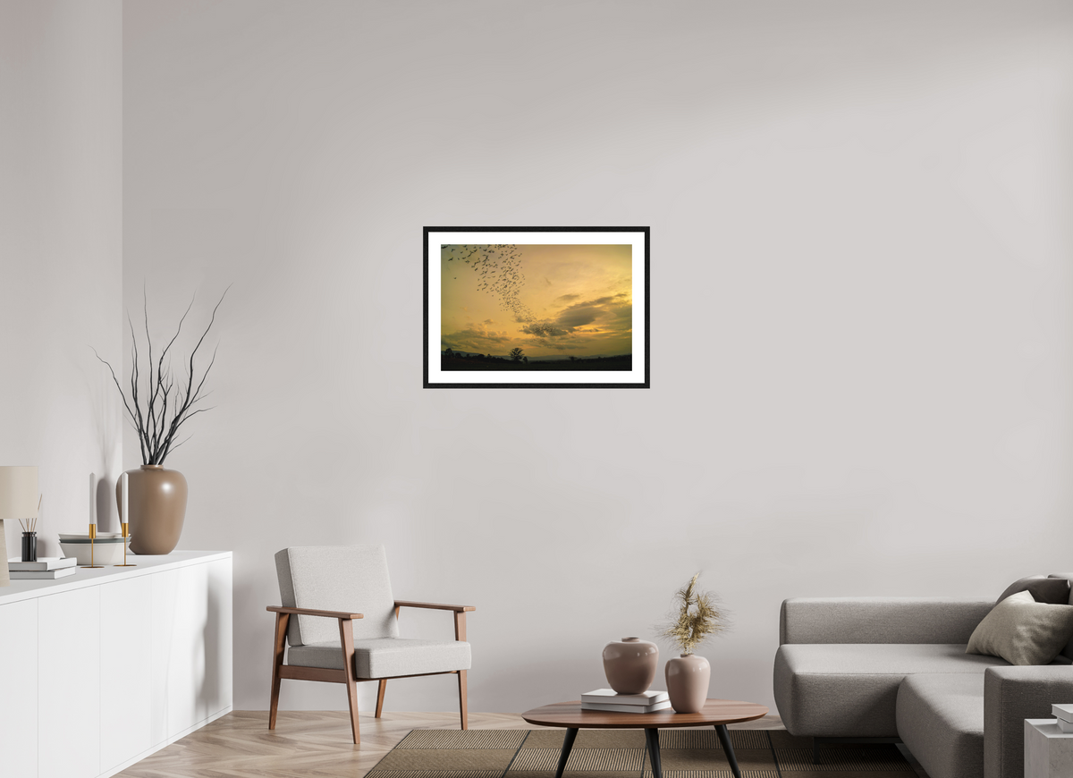 75 x 50 cm, Smooth Natural Paper Print with Frame Dusk Emergence