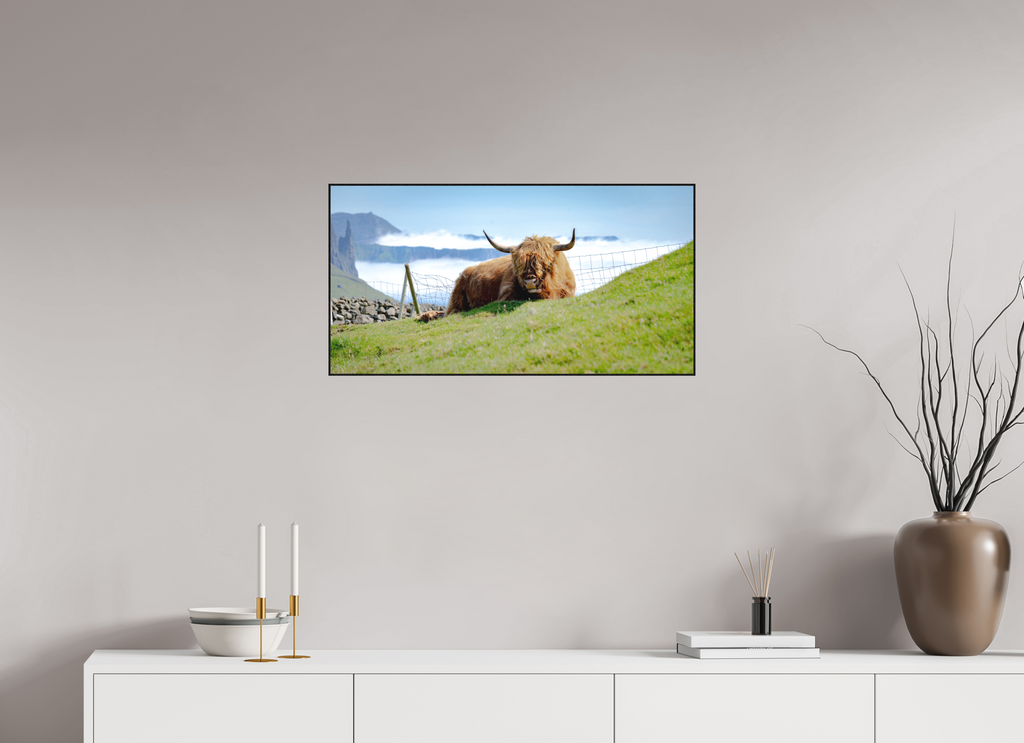 77.2 x 40 cm, Solid Wood Artbox Highland Cow of the Faroe Islands