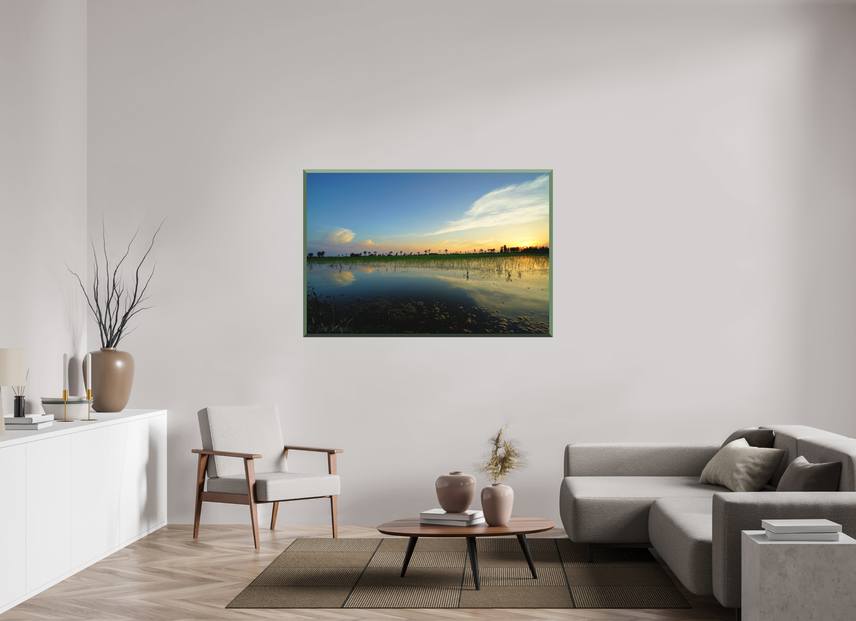 150 x 100 cm, Whitewall Design Edition Rice Fields at Dusk