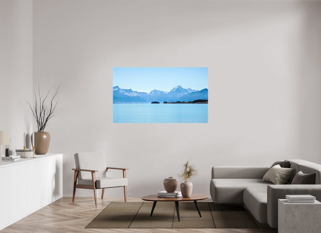 154.6 x 90 cm, Matte Canvas on Stretcher Frame Aoraki Reflections – Lake Pukaki & Mount Cook, New Zealand