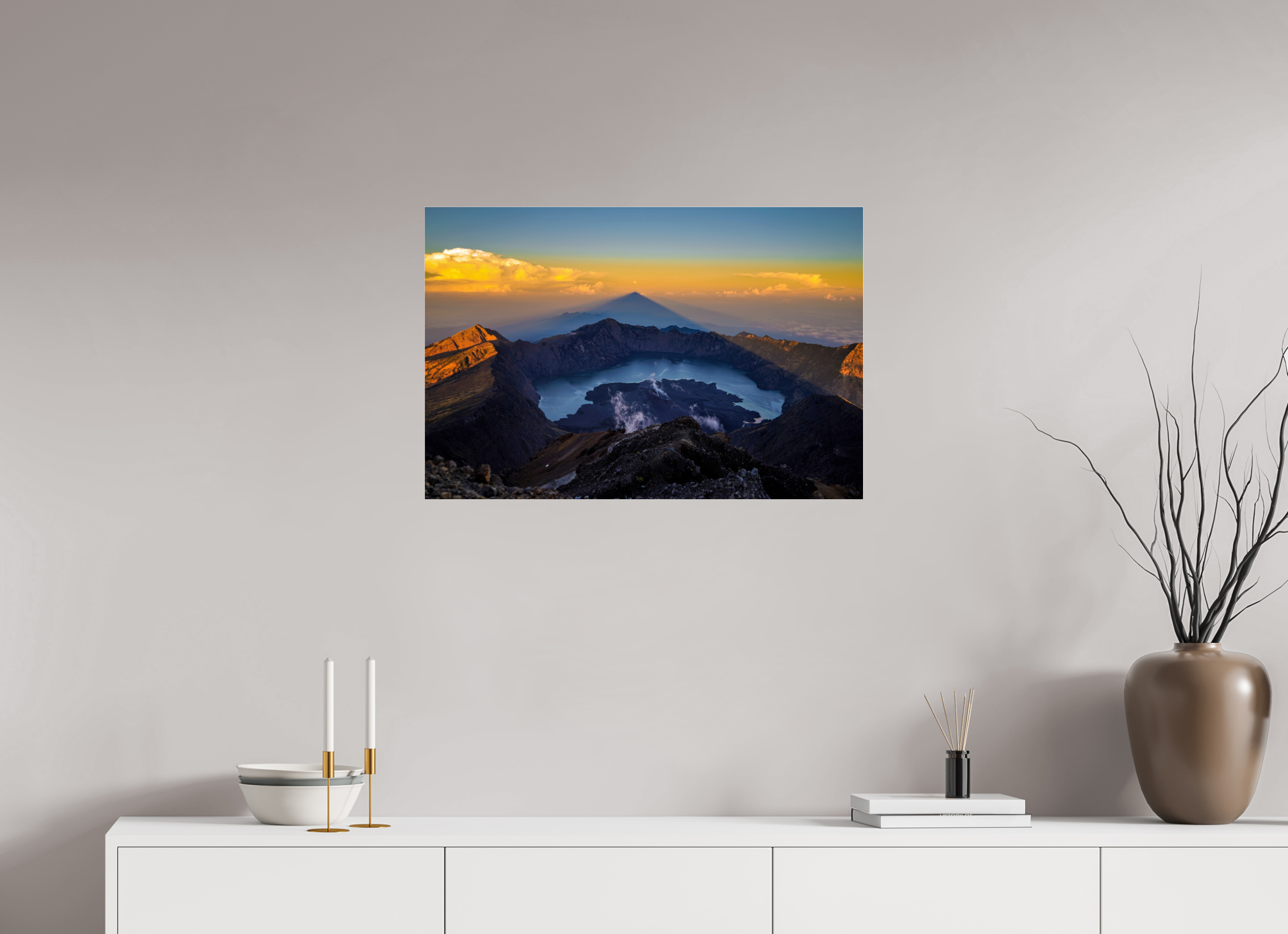 75 x 50 cm, Photo Print Under Acrylic Glass The Caldera of Mount Rinjani - Lombok - Indonesia