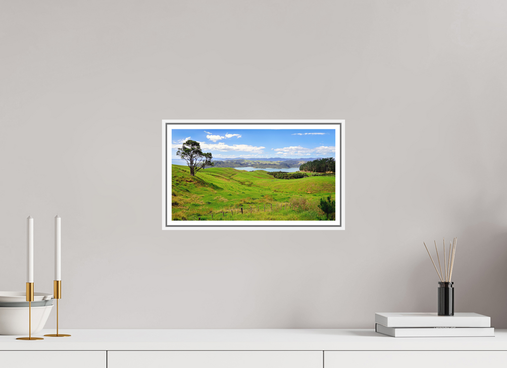 35.8 x 20 cm, Print on Forex with Frame Coromandel Landscape - New Zealand