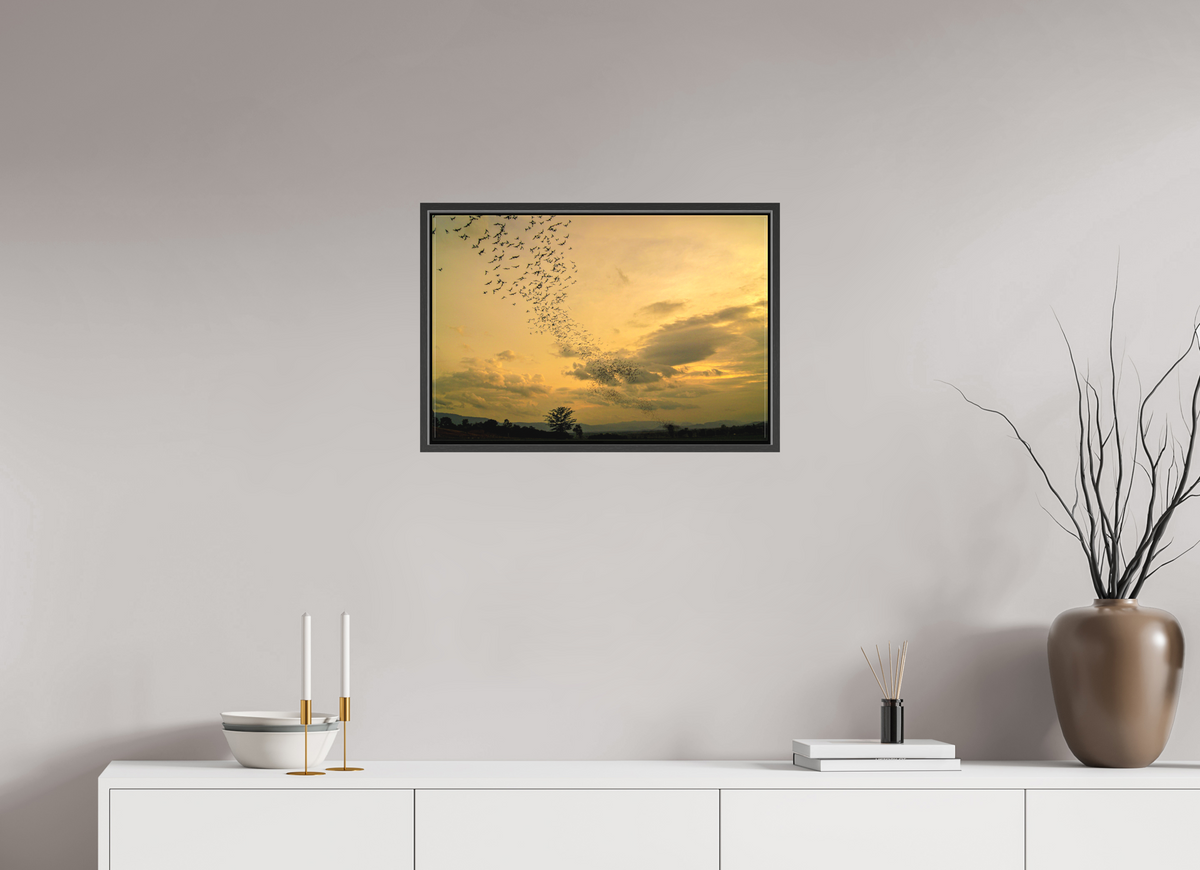 60 x 40 cm, Textile Print Canvas with 15 mm Width Gap Frame Dusk Emergence