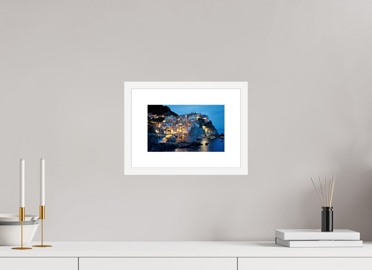 24 x 15 cm, Fine Art Print with Frame Manarola Harbour