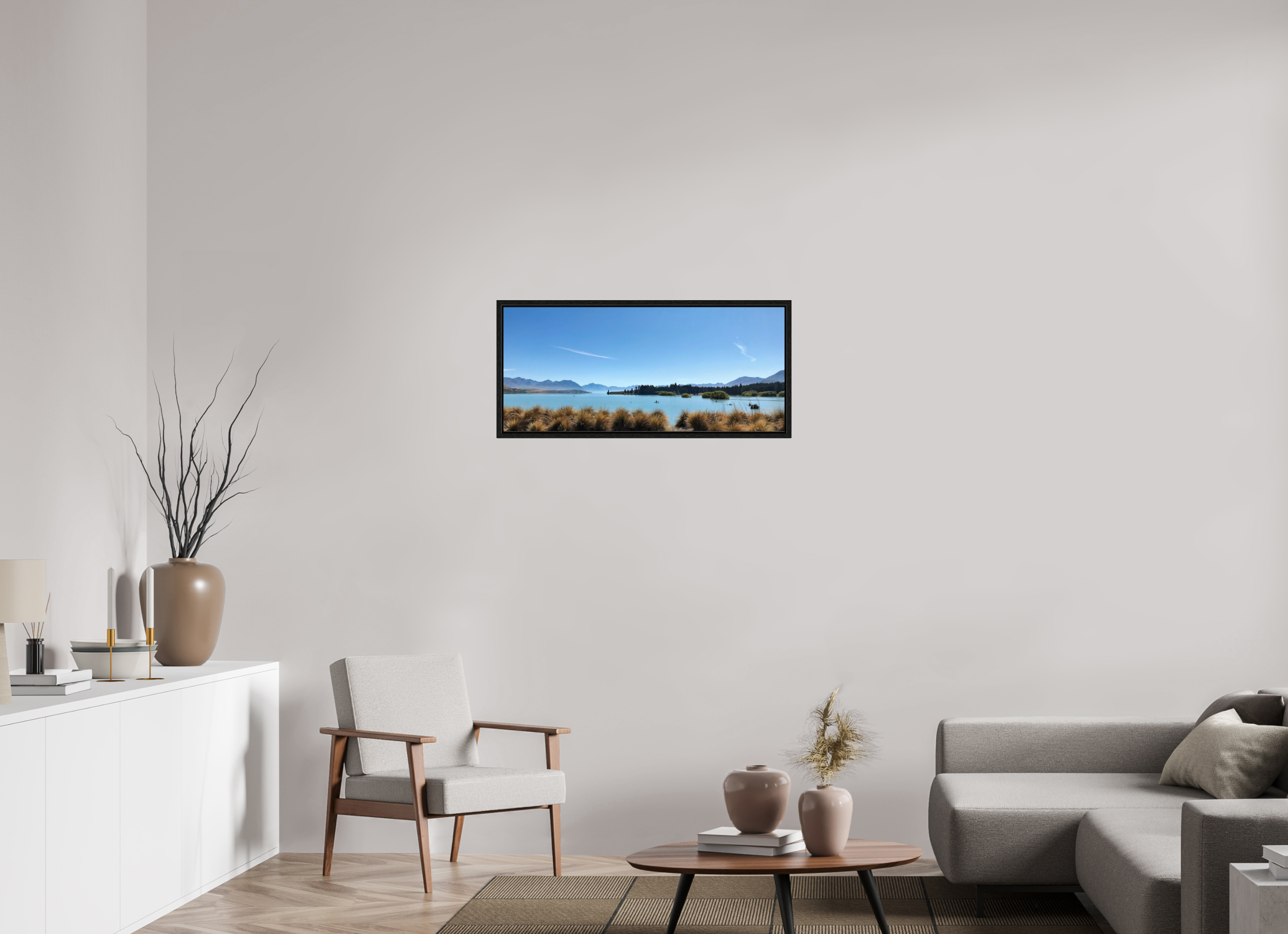 90.5 x 40 cm, Floater Frame Lake Pukaki - New Zealand