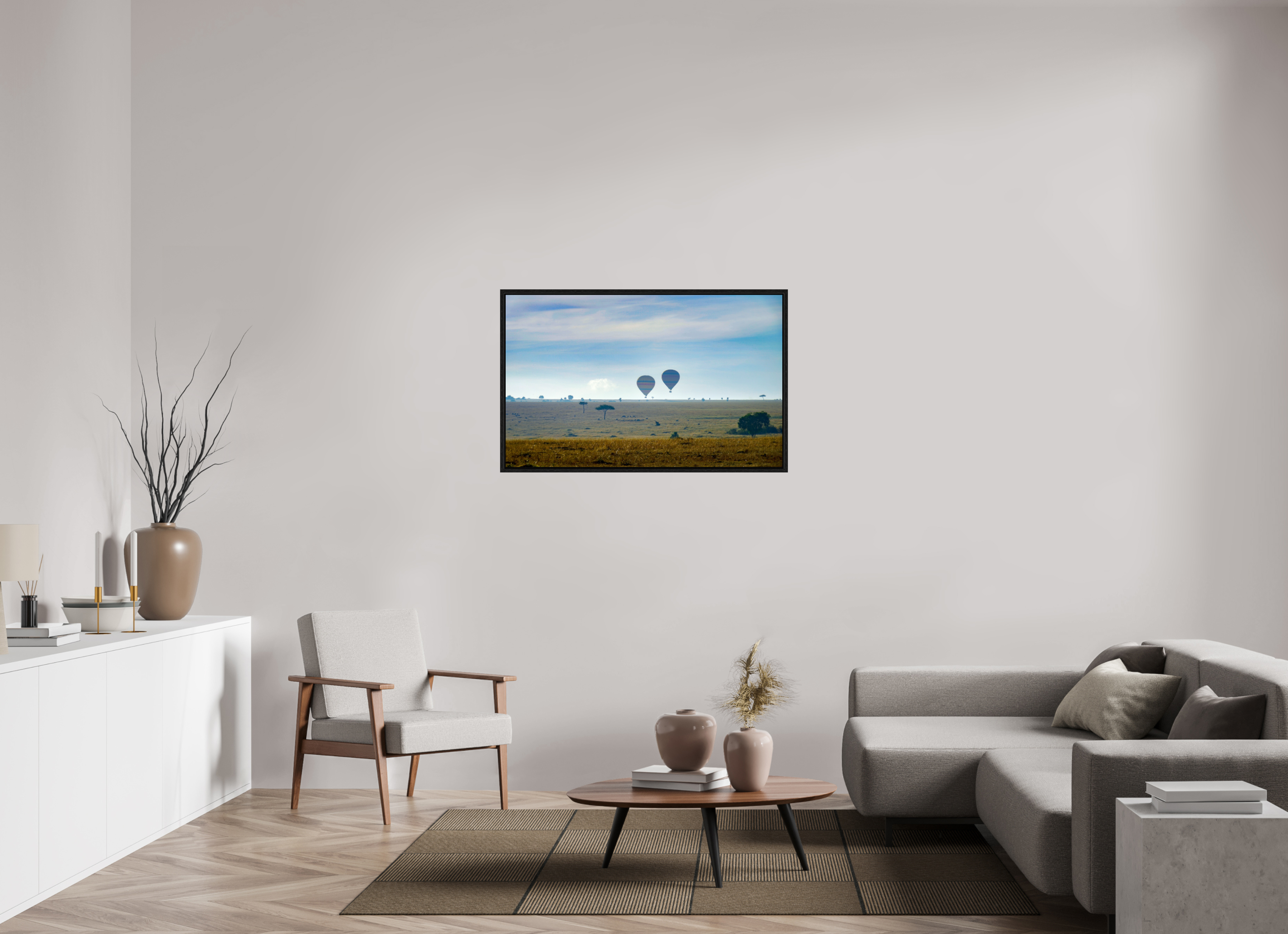 112.5 x 70 cm, Floater Frame Hot-air Balloon over the Savanna