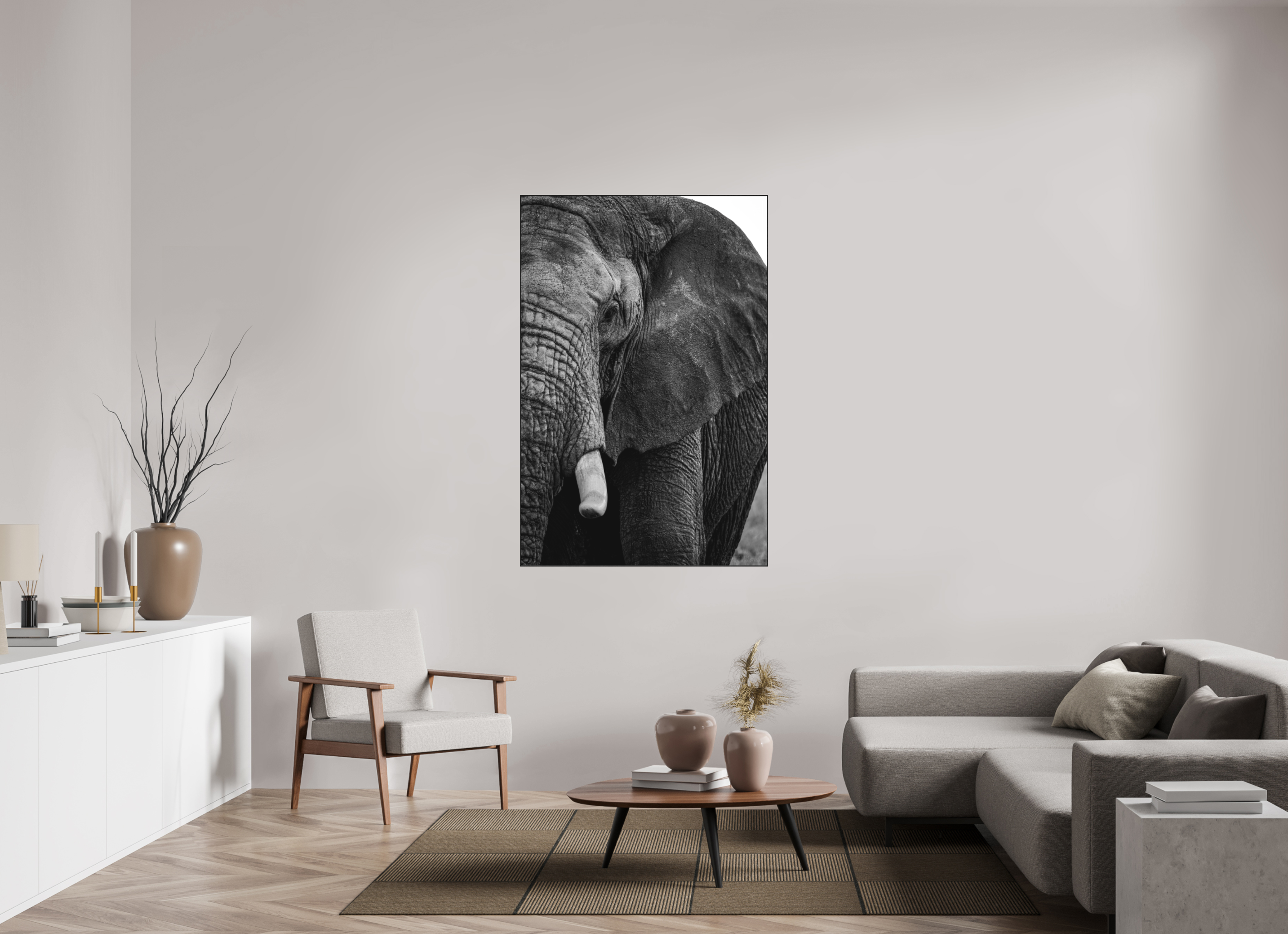 100 x 150 cm, Solid Wood Artbox The Hidden Side of Elephants