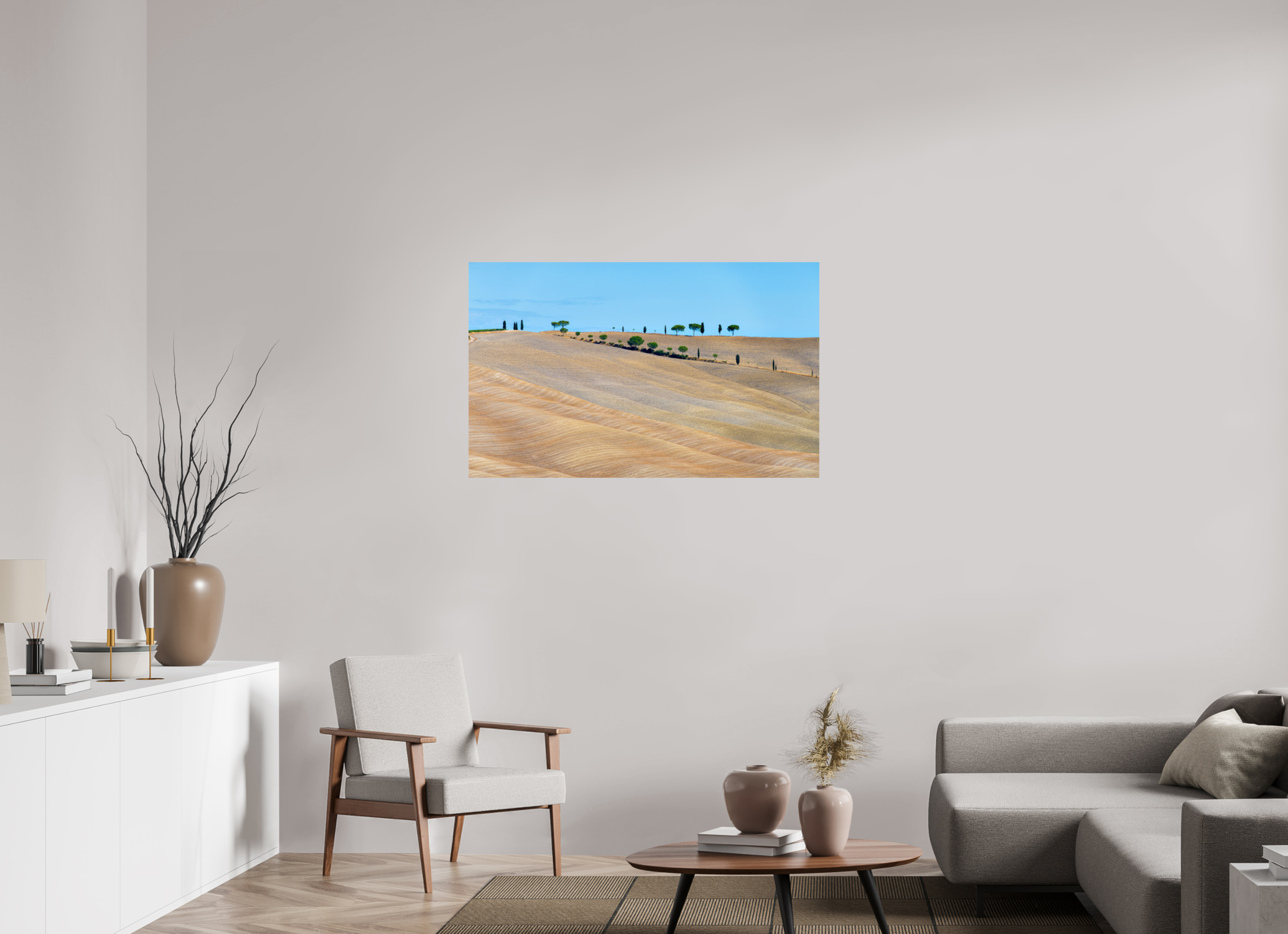 113.8 x 70 cm, Photo Print On Fuji Crystal DP II Waves of the Harvest, Tuscany, Italy