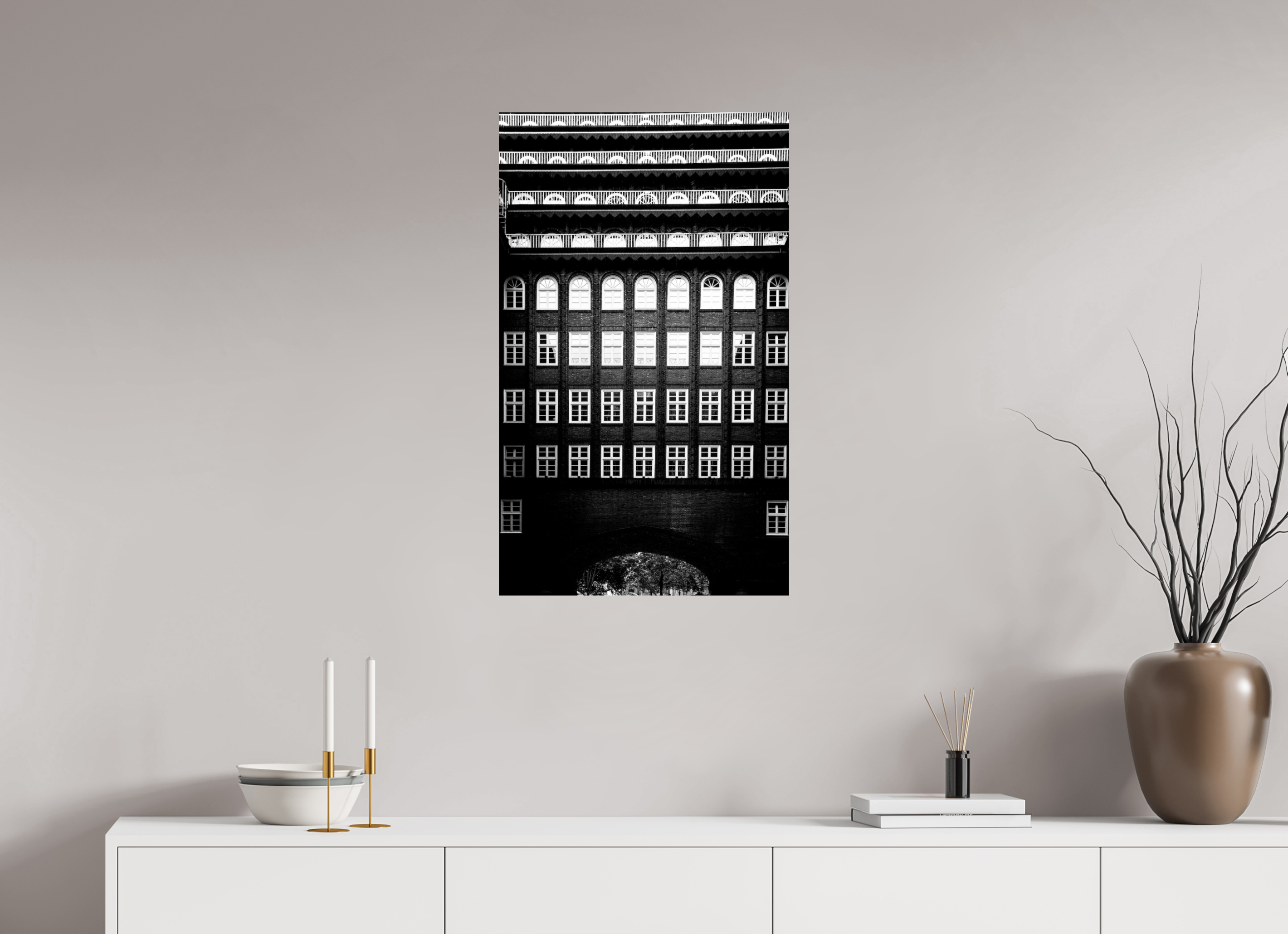 50 x 83.3 cm, Photo Print Baryta in Monochrome Chilehaus Expressionism, Hamburg, Germany