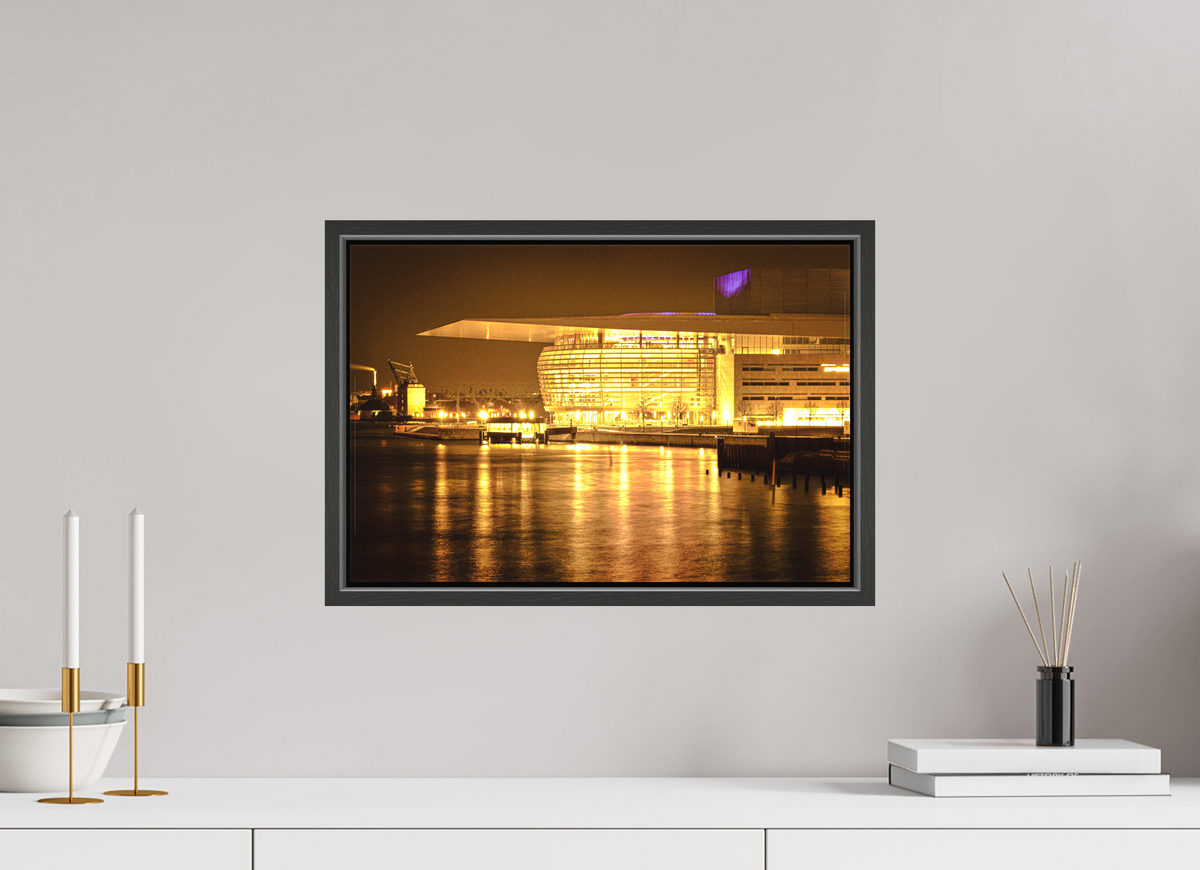 45 x 30 cm, Textile Print Canvas with 15 mm Width Gap Frame Operaen at Night