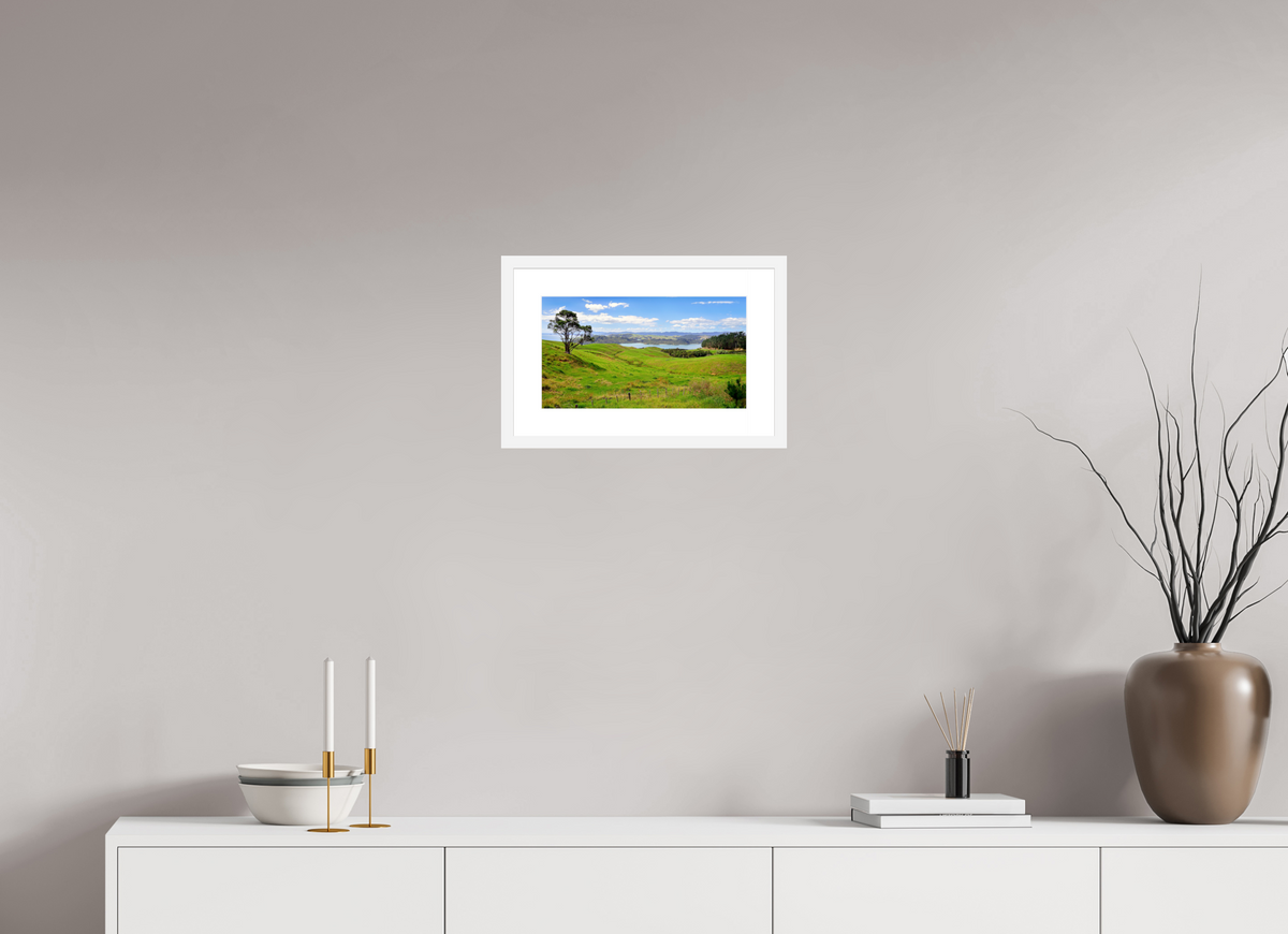 35.8 x 20 cm, Fine Art Print with Frame Coromandel Landscape - New Zealand