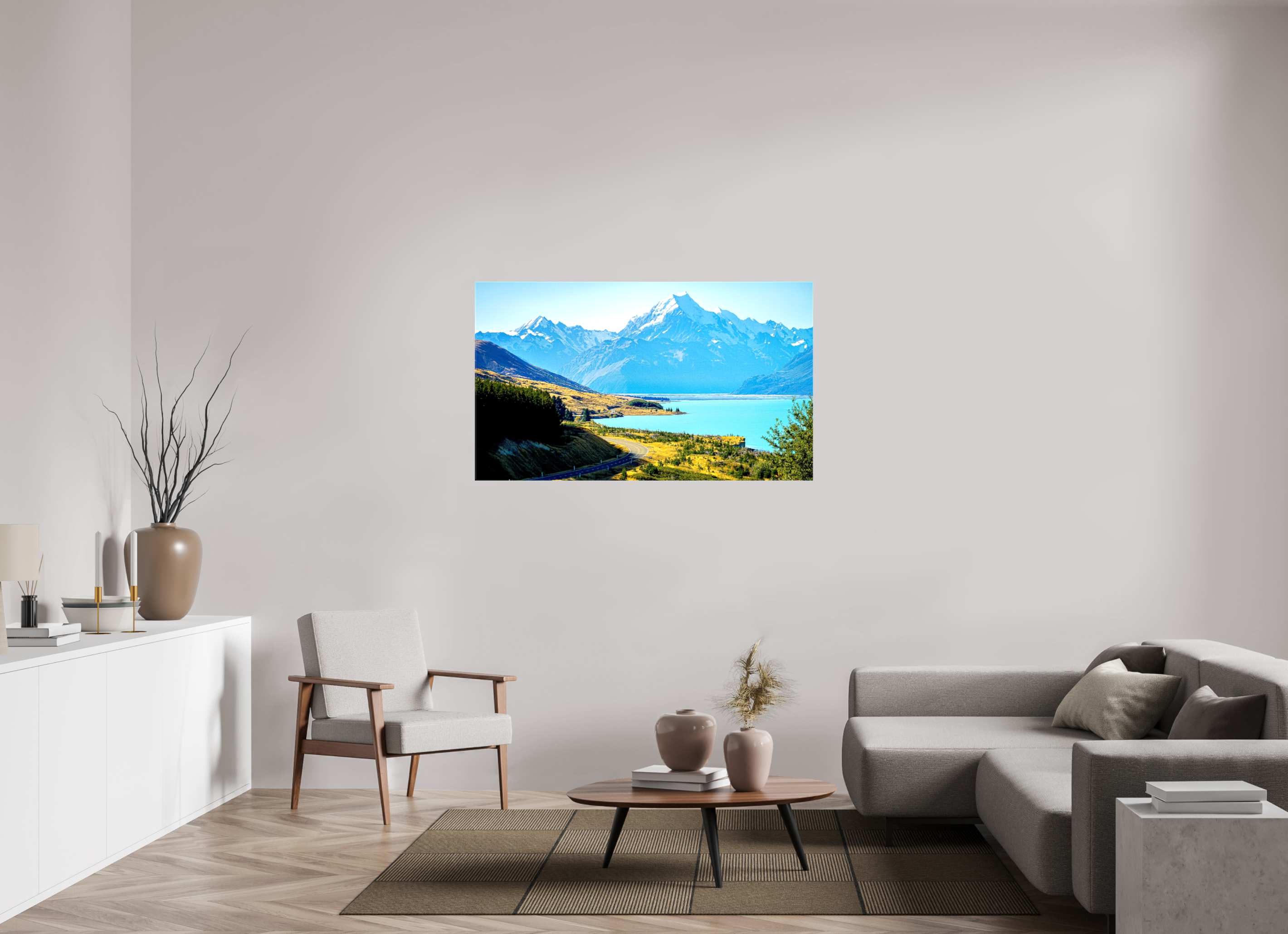 136.8 x 80 cm, Canvases Unframed Mount Cook Road - New Zealand