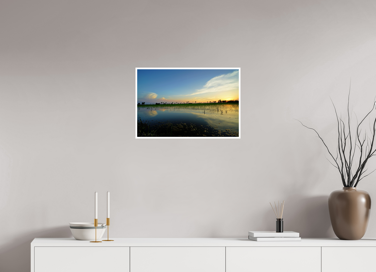 60 x 40 cm, Fujiflex High Gloss with 1 cm Border Rice Fields at Dusk