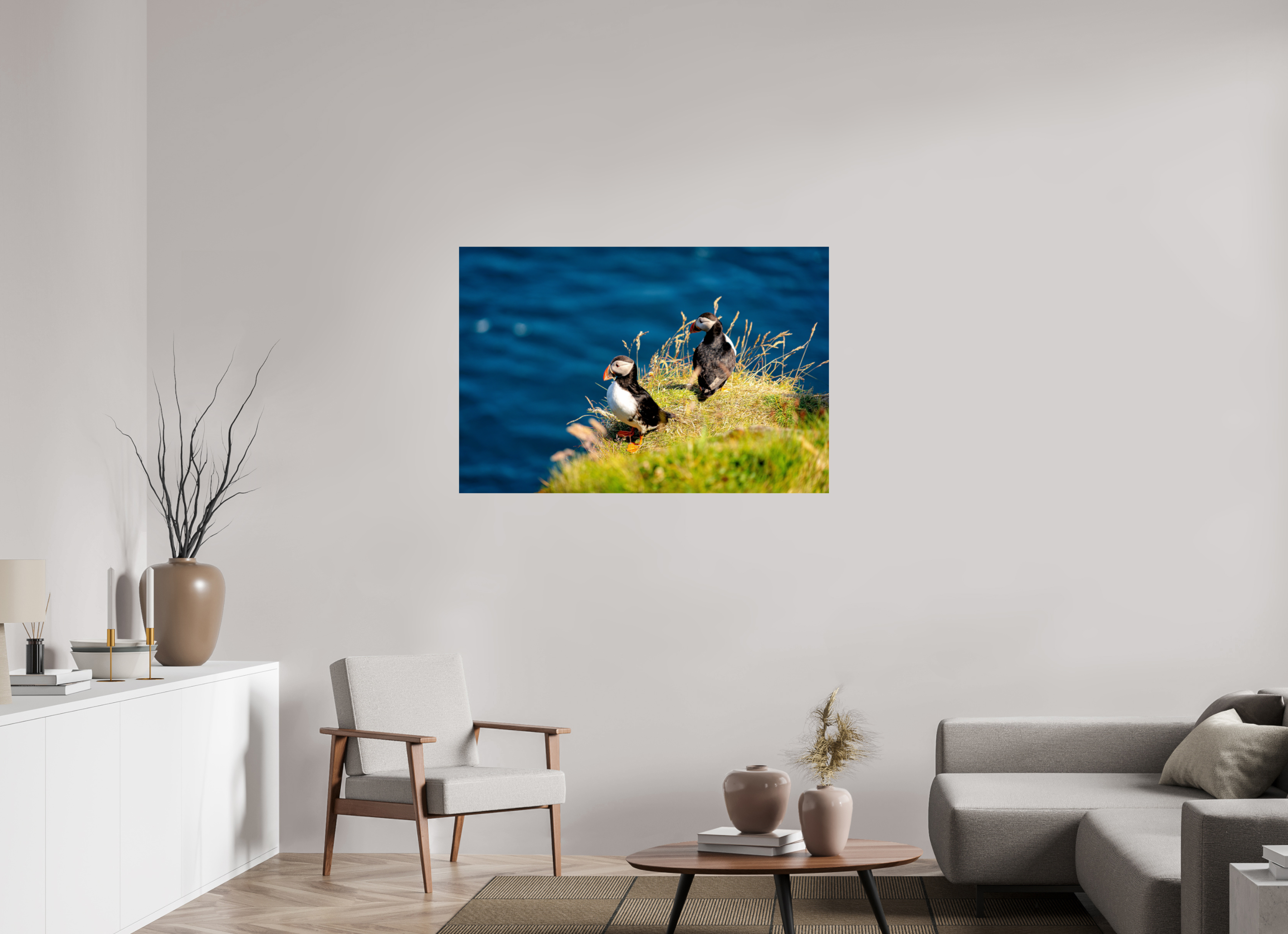 120 x 80 cm, PH Print On Fujiflex High Gloss Clifftop Puffins