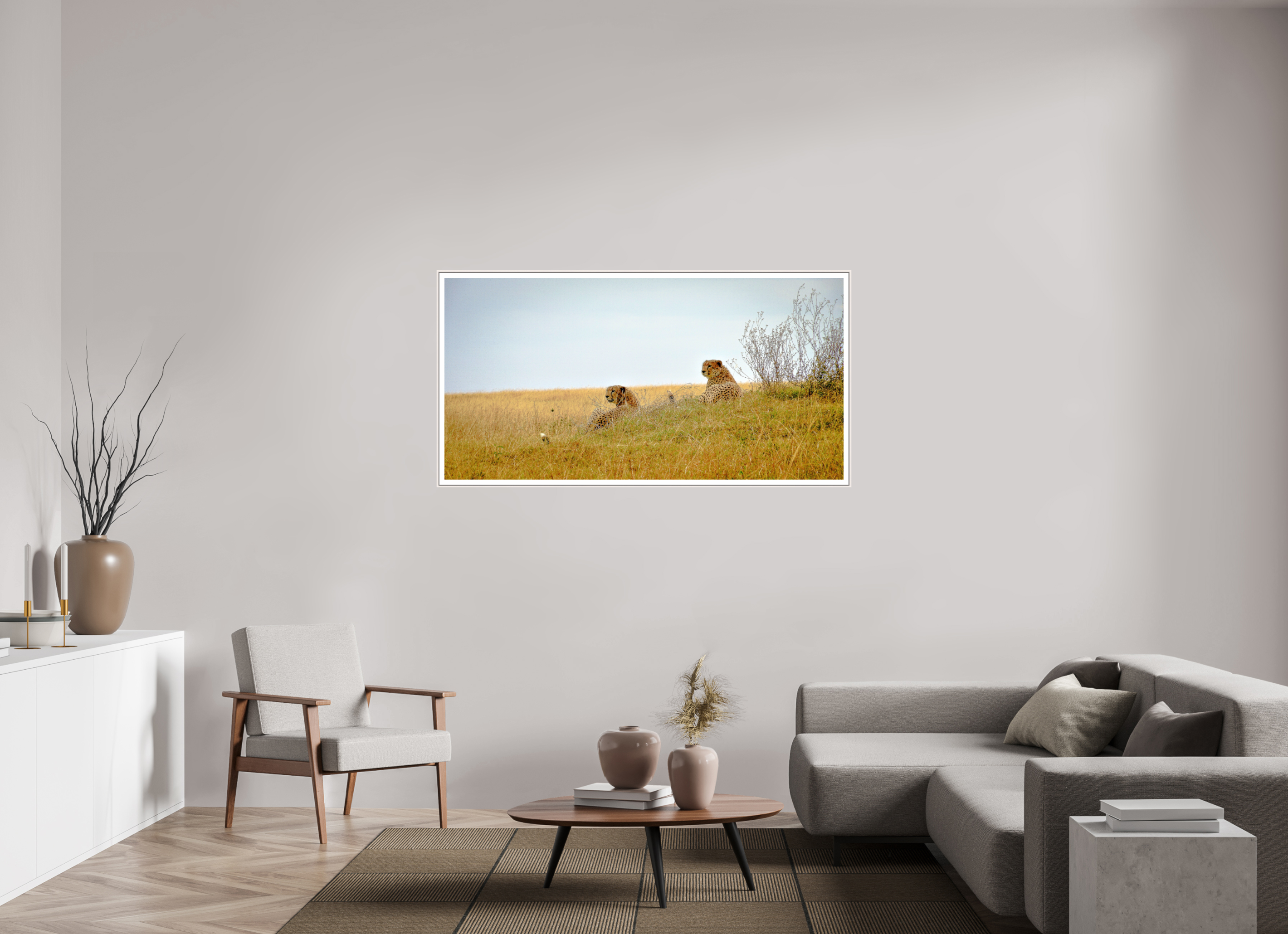 158.3 x 80 cm, Fine Art Print On Framed Aluminum Dibond Cheetah Connection