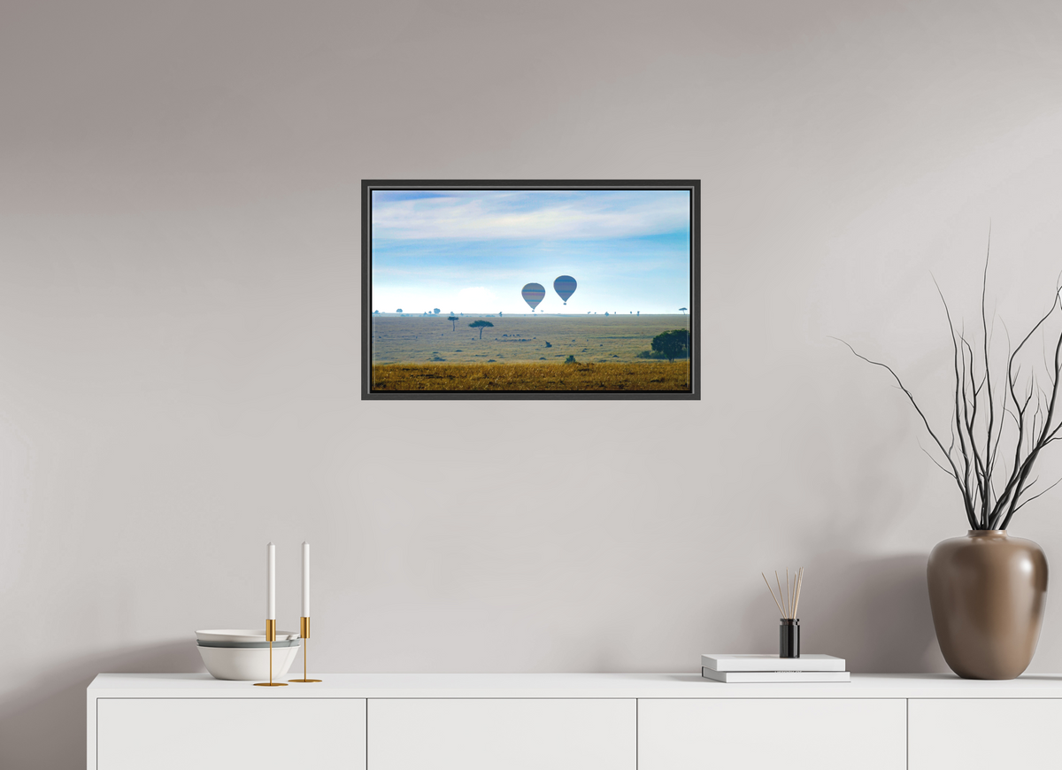 64.3 x 40 cm, Textile Print Canvas with 15 mm Width Gap Frame Hot-air Balloons over the Masai Mara - Kenya