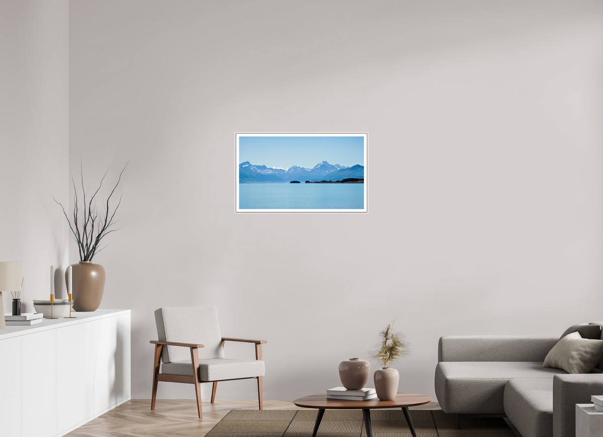 85.9 x 50 cm, Fine Art Print On Framed Aluminum Dibond Aoraki Reflections – Lake Pukaki & Mount Cook, New Zealand