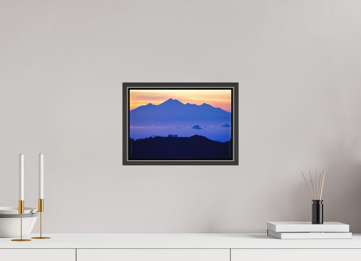 30 x 20 cm, Textile Print Canvas with 15 mm Width Gap Frame Mount Agung at Sunrise - Bali - Indonesia