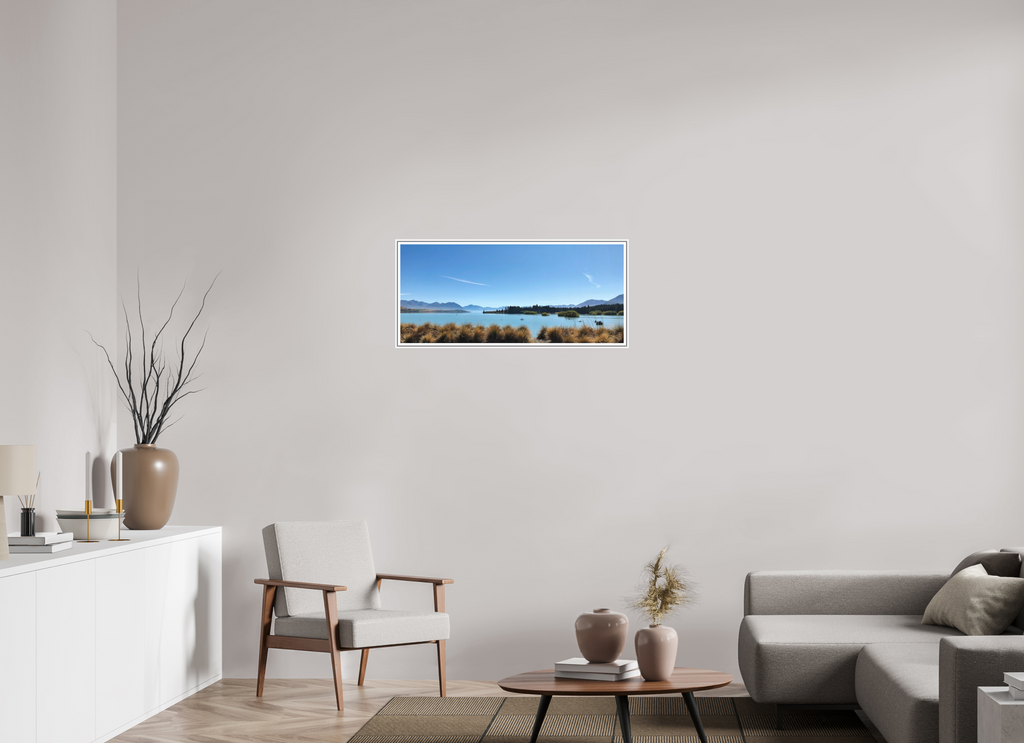 90.5 x 40 cm, Print on Forex with Frame Lake Pukaki - New Zealand