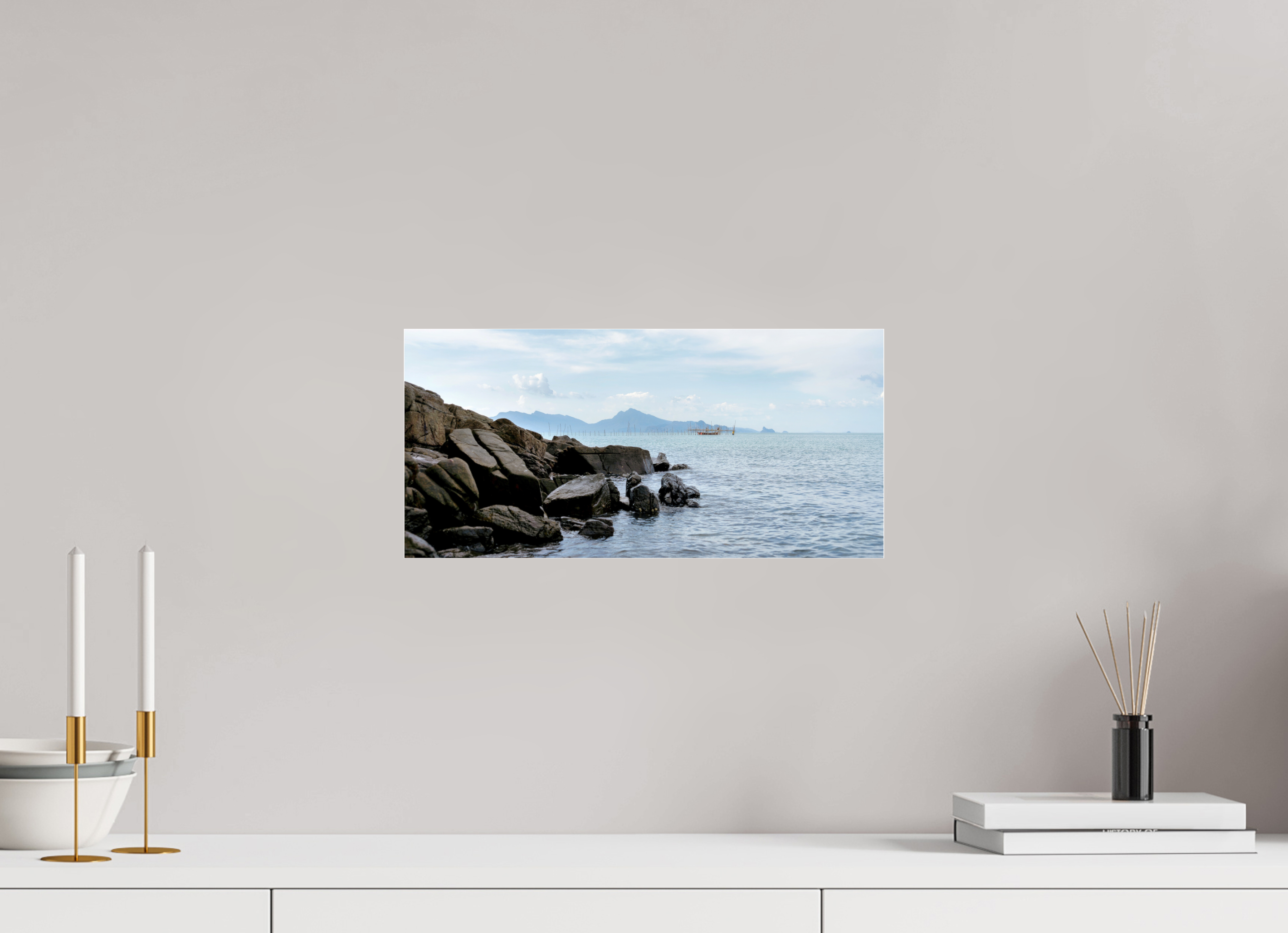 41.8 x 20 cm, Photo Print Under Acrylic Glass Black Rocks