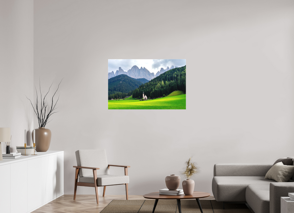 109.1 x 70 cm, Matte Canvas on Stretcher Frame Church of Saint John in the Dolomites - Italy