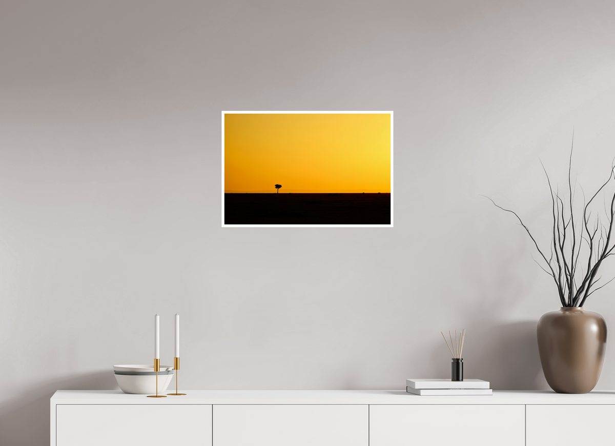 60 x 40 cm, Fujiflex High Gloss with 1 cm Border Golden Sky over the African Savannah