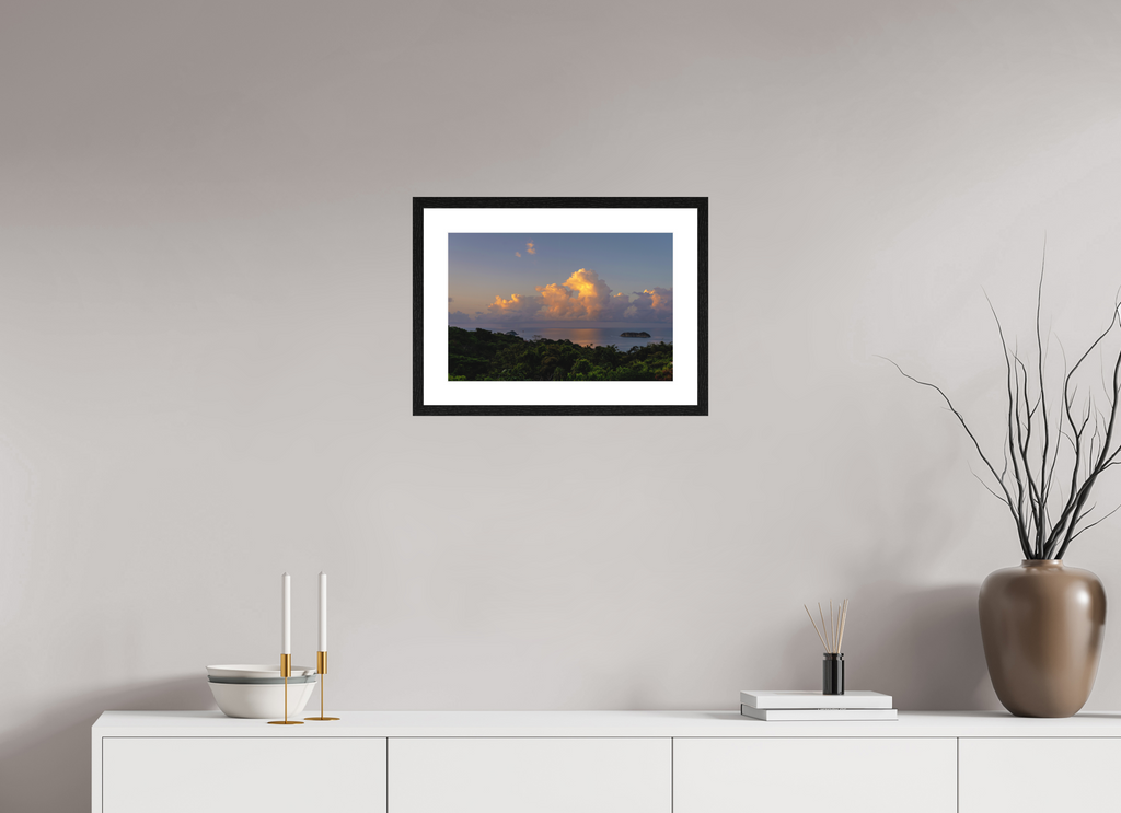 45 x 30 cm, Smooth Natural Paper Print with Frame Morning Clouds - Costa Rica