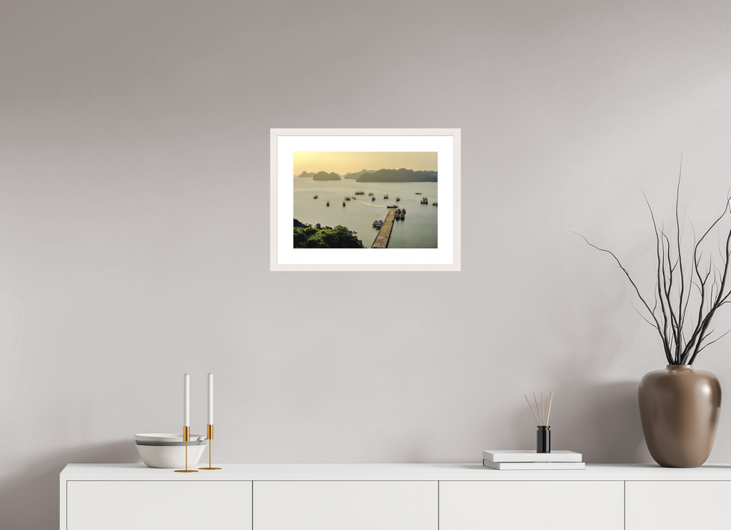 44.3 x 30 cm, Solid Wood Frame with Passe Partout Golden Harbour – Cat Ba Island, Vietnam