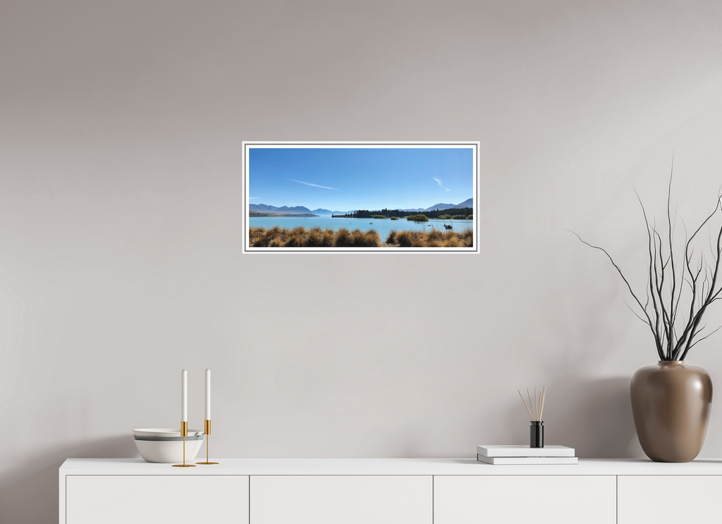 67.9 x 30 cm, Print on Forex with Frame Lake Pukaki - New Zealand