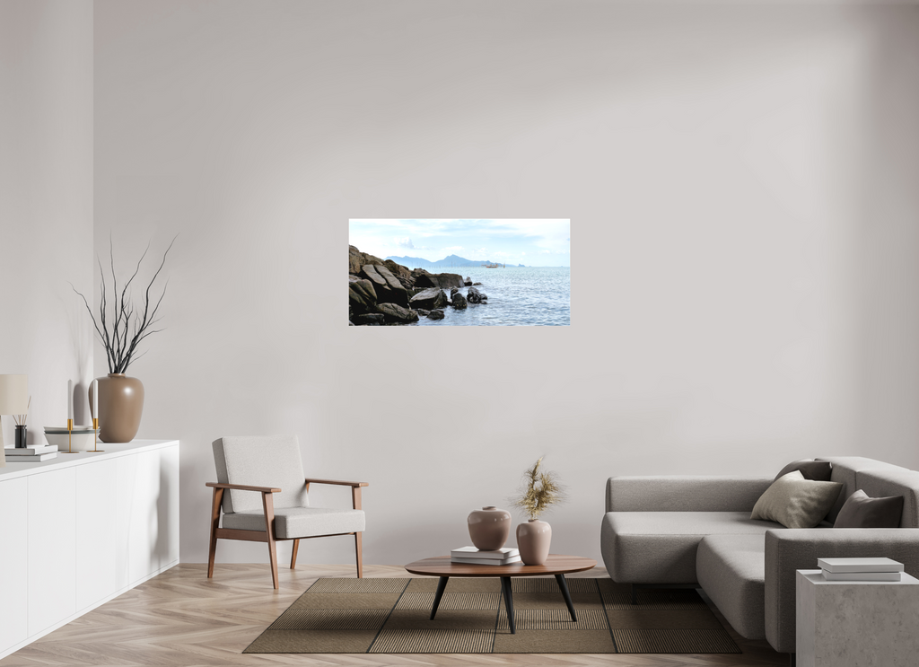 125.3 x 60 cm, Matte Canvas on Stretcher Frame Black Rocks