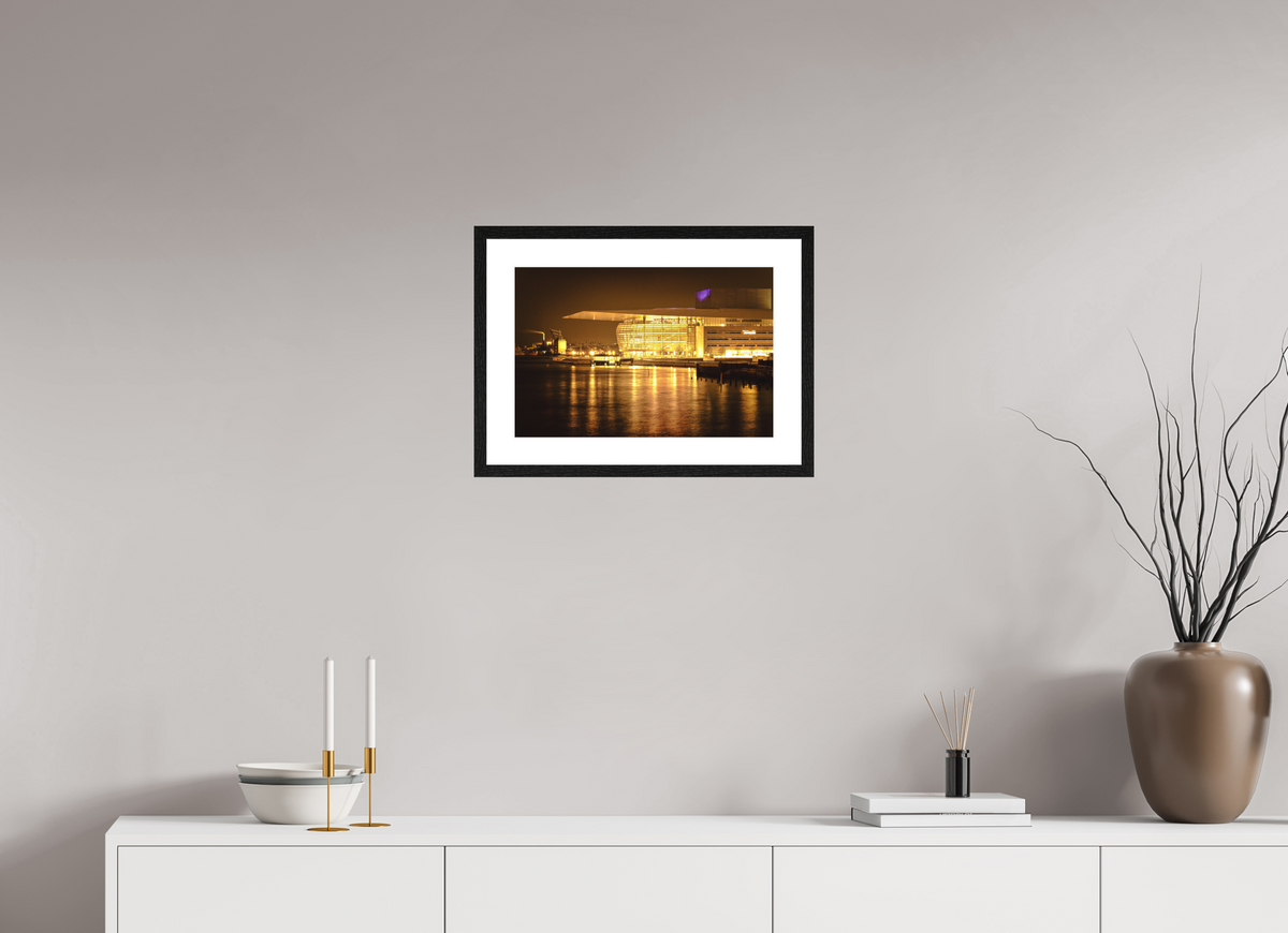 45 x 30 cm, Smooth Natural Paper Print with Frame Operaen at Night