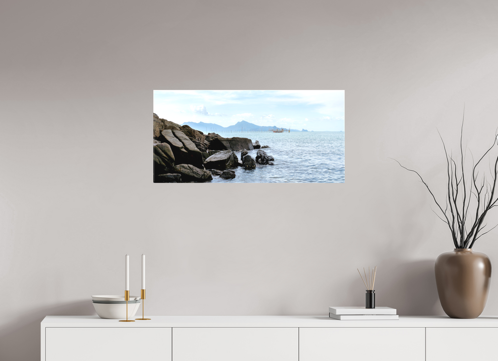 83.5 x 40 cm, Matte Canvas on Stretcher Frame Black Rocks