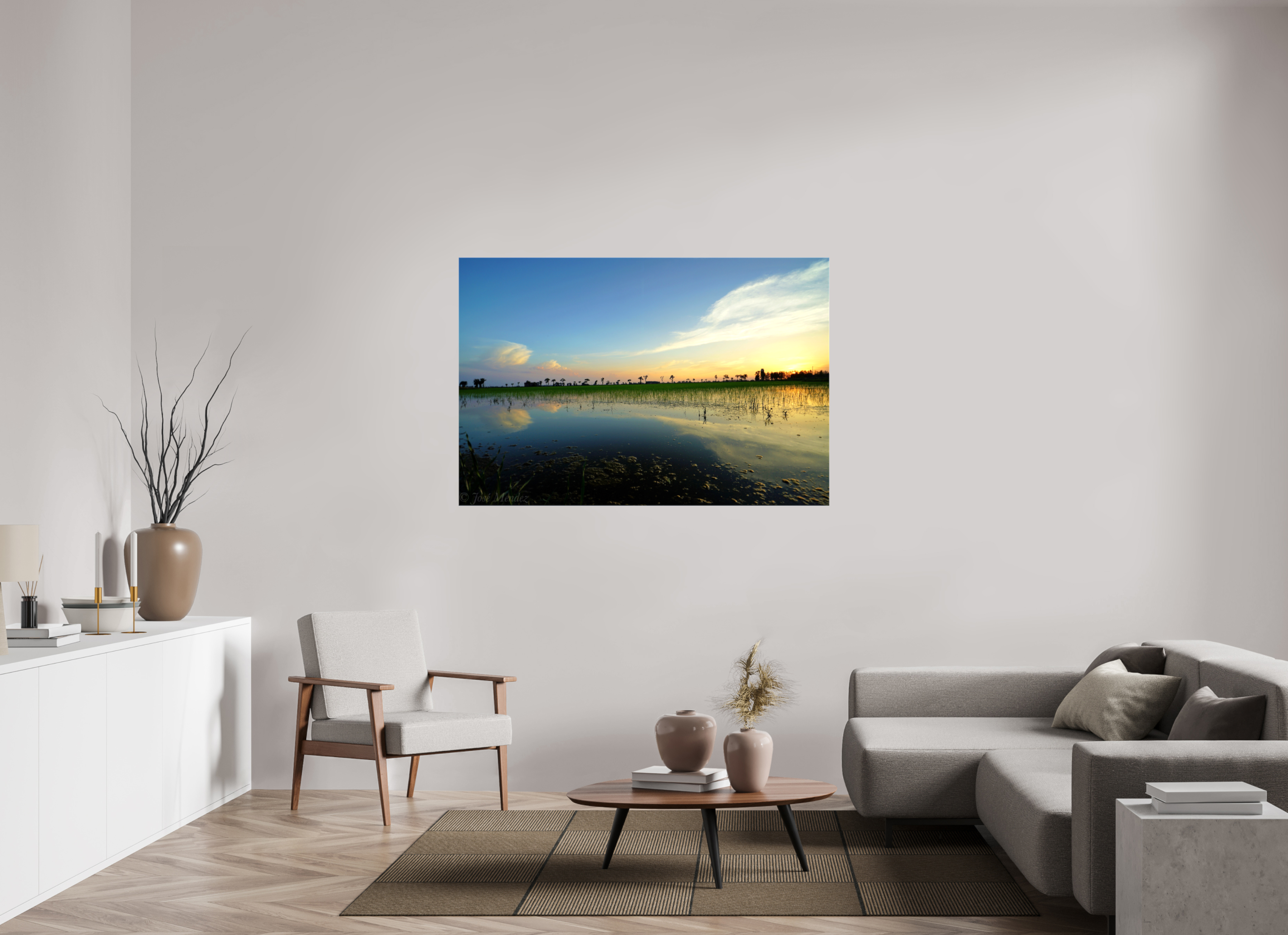 150 x 100 cm, Canvases Unframed Rice Fields at Twilight