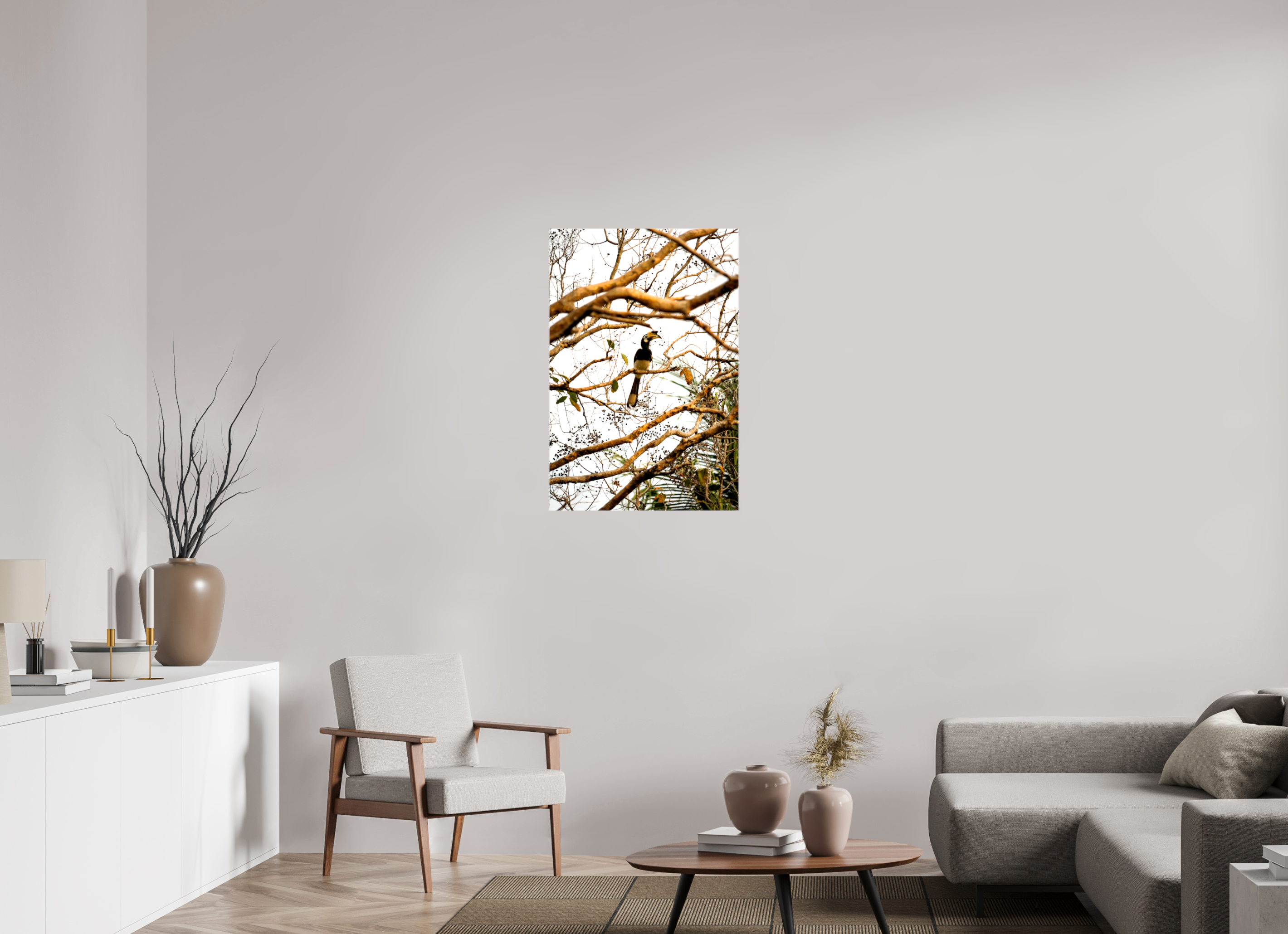 60 x 90 cm, Canvases Unframed Hornbill at Rest