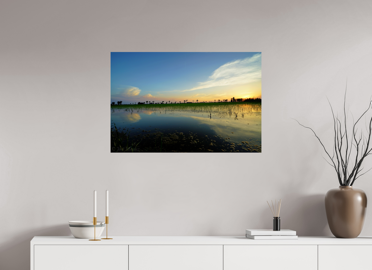 90 x 60 cm, Photo Print On Fuji Crystal DP II Rice Fields at Dusk