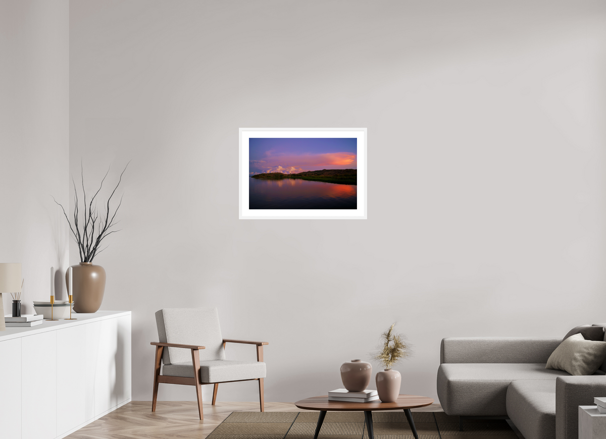75 x 50 cm, Fine Art Print with Frame Sunrise Hues - Tanzania