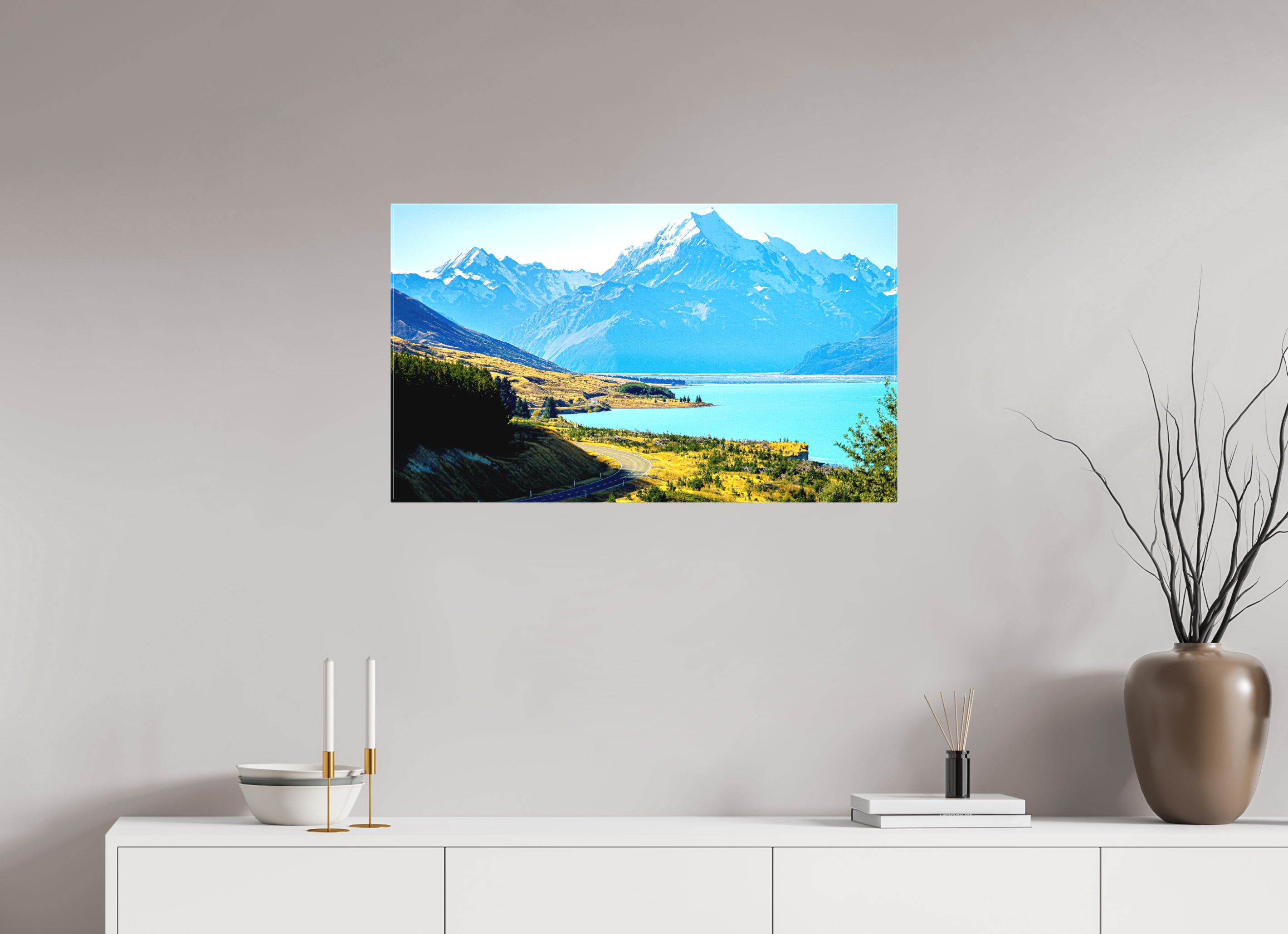 85.5 x 50 cm, Matte Canvas on Stretcher Frame Mount Cook Road - New Zealand