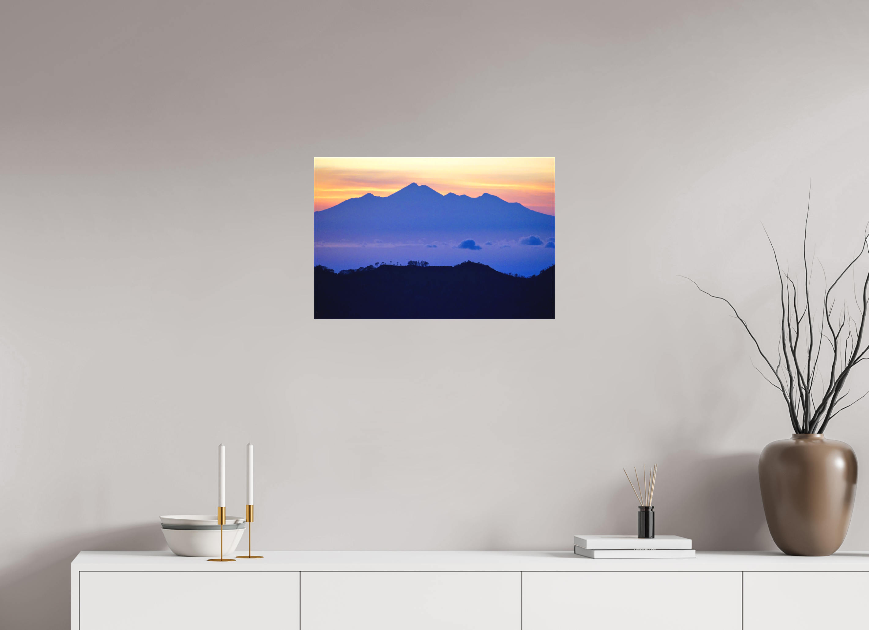 60 x 40 cm, Matte Canvas on Stretcher Frame Mount Agung at Sunrise - Bali - Indonesia