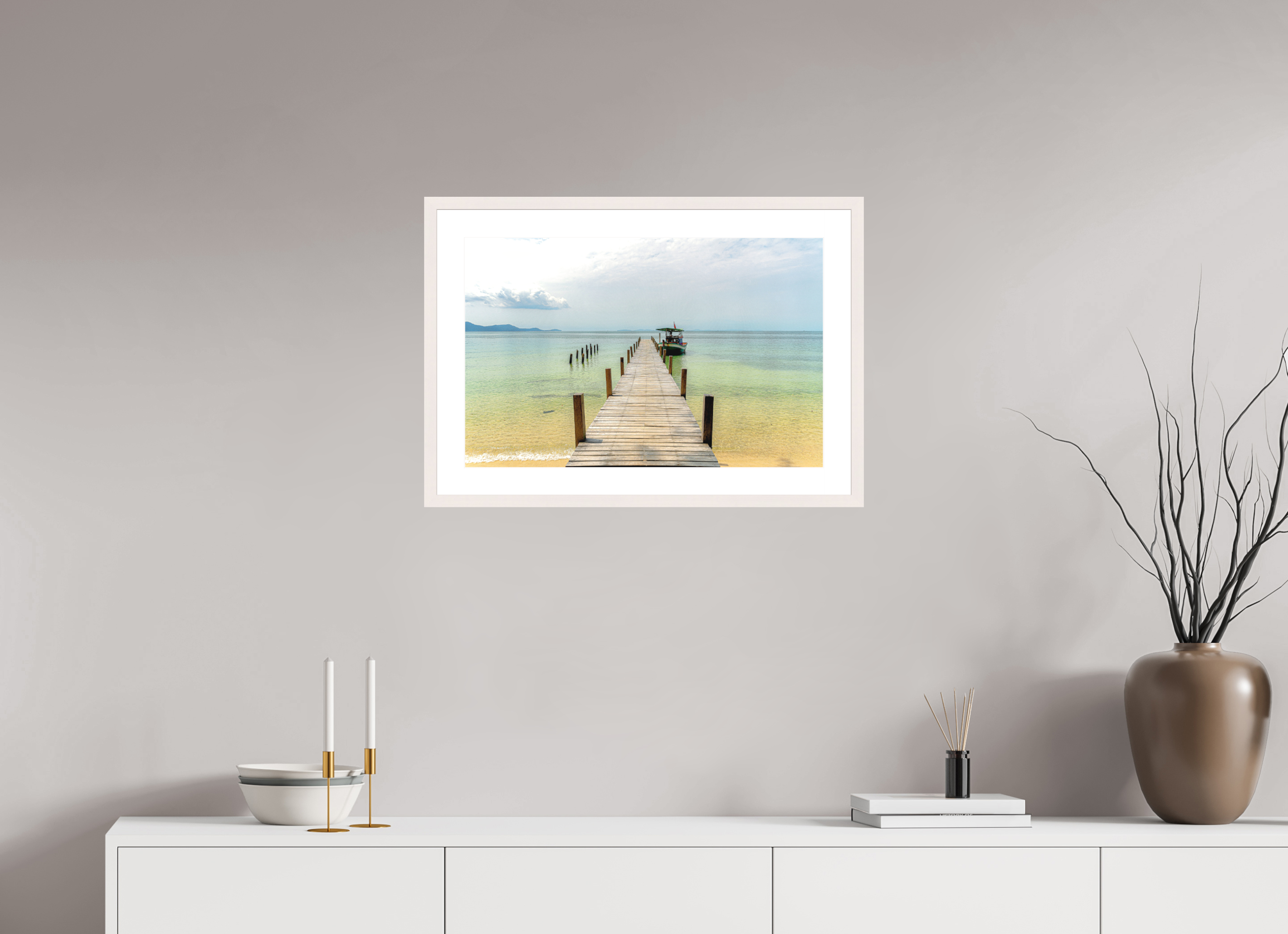 61.9 x 40 cm, Solid Wood Frame with Passe Partout Starfish Shores, Phú Quốc, Vietnam