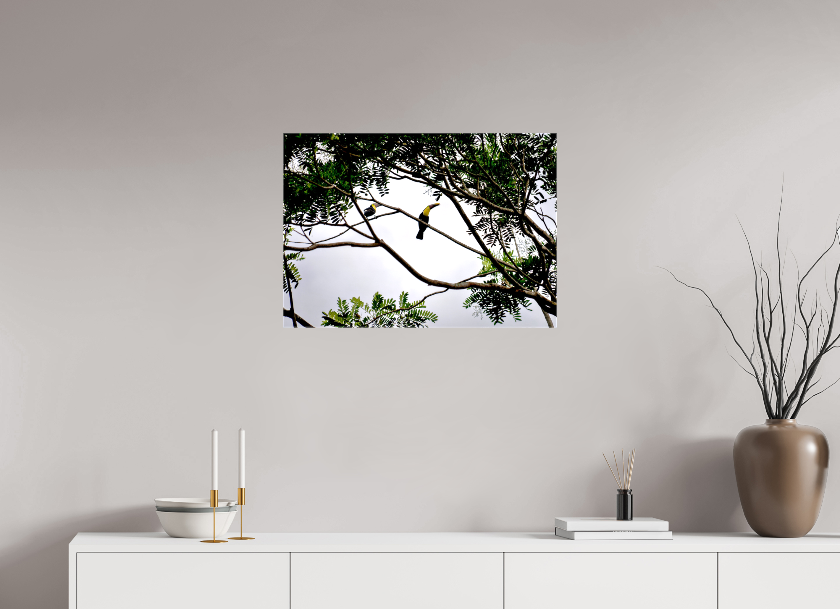 70.6 x 50 cm, Canvases Unframed A Hornbill on a Branch