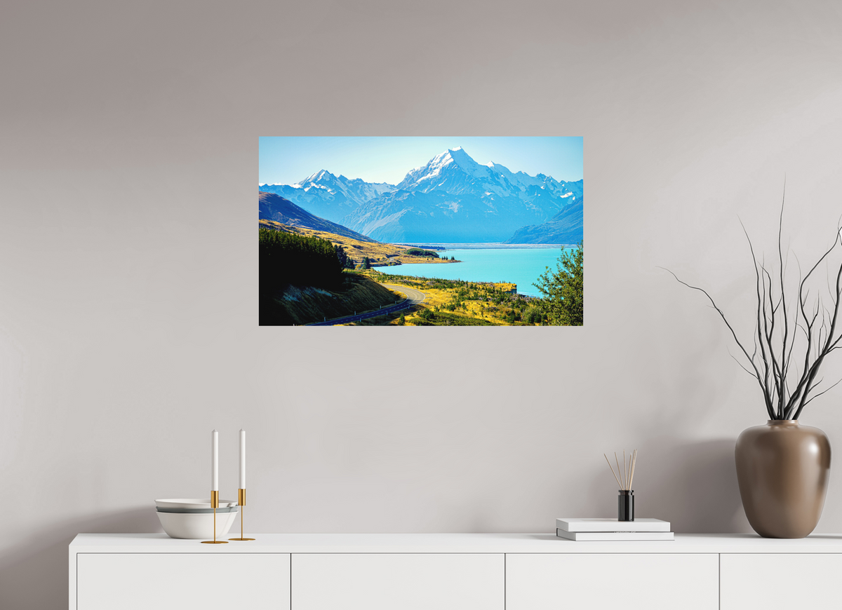 85.5 x 50 cm, Fine Art Print Smooth Mount Cook Road - New Zealand