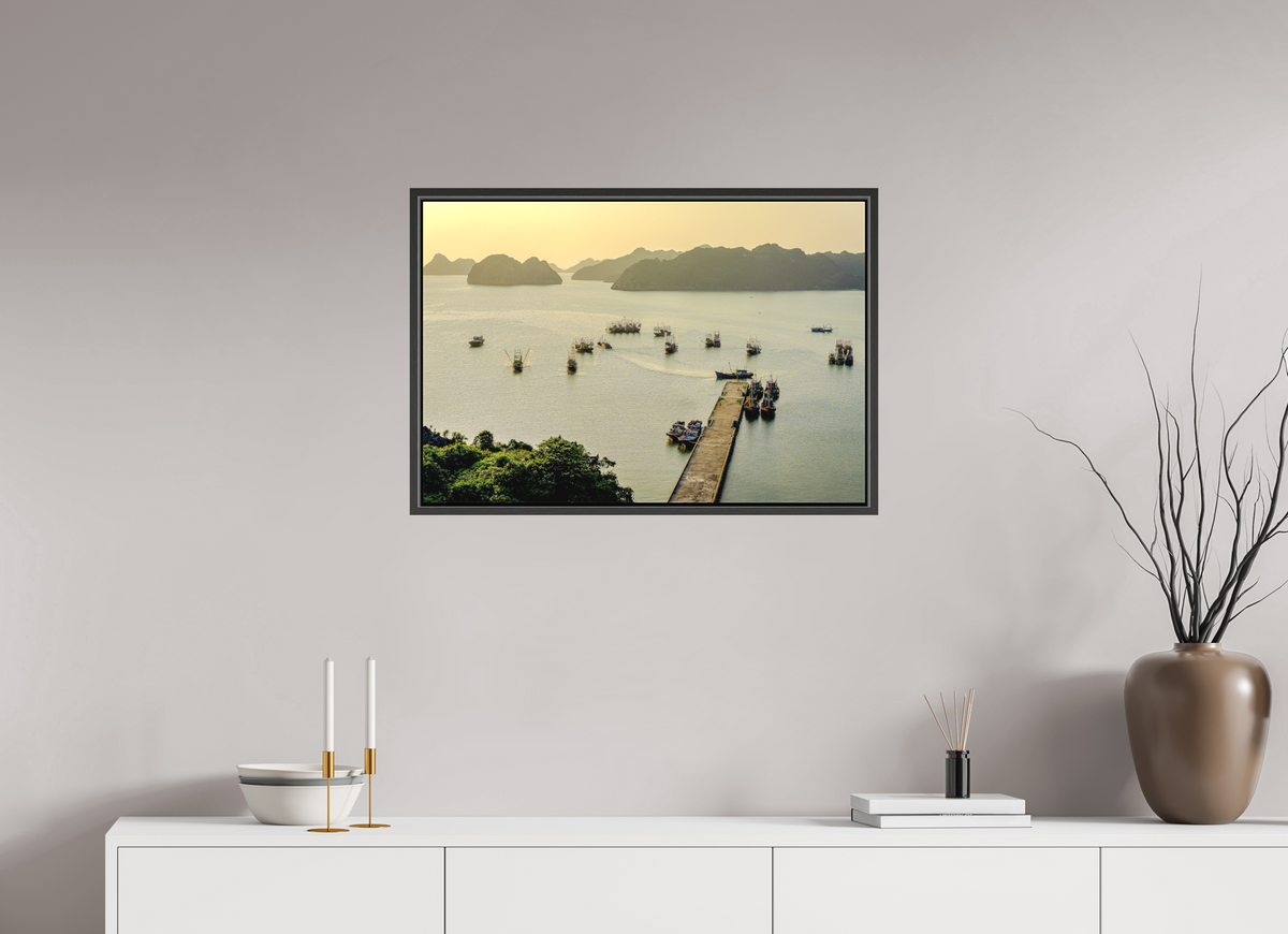73.9 x 50 cm, Textile Print Canvas with 15 mm Width Gap Frame Golden Harbour – Cat Ba Island, Vietnam