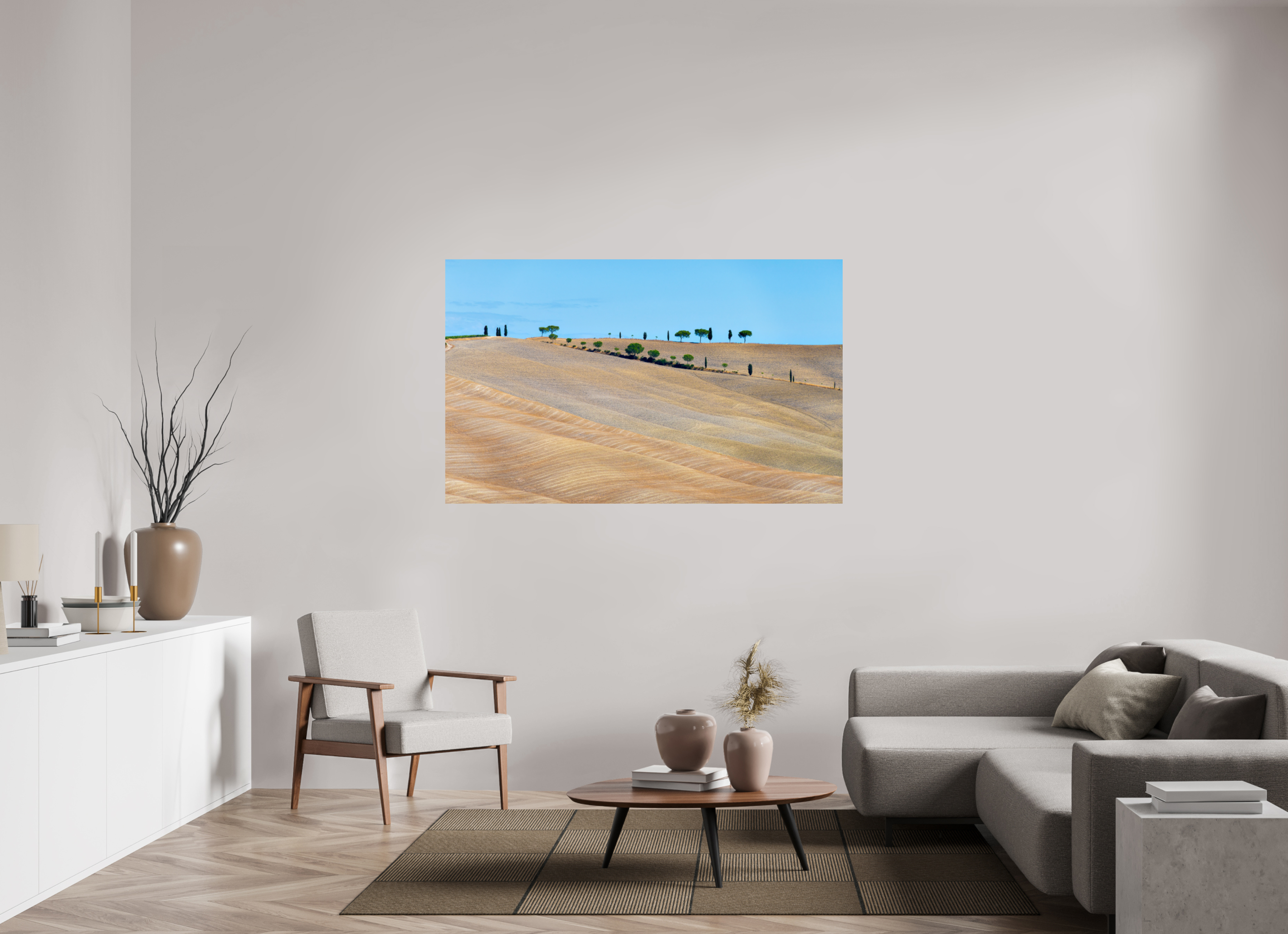 162.6 x 100 cm, Photo Print On Fuji Crystal DP II Waves of the Harvest, Tuscany, Italy