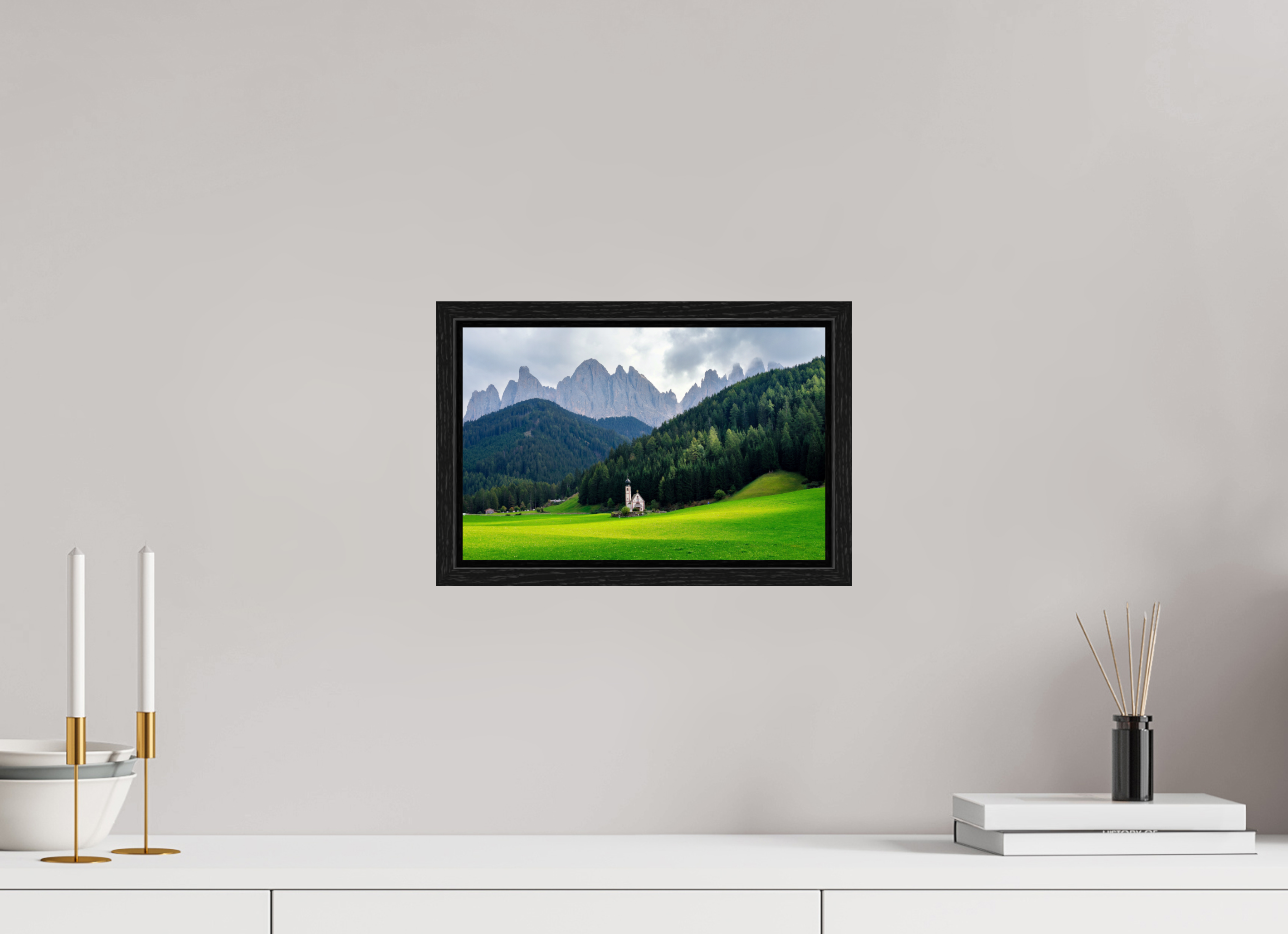 31.2 x 20 cm, Floater Frame Alpine Landscape - Italian Dolomites
