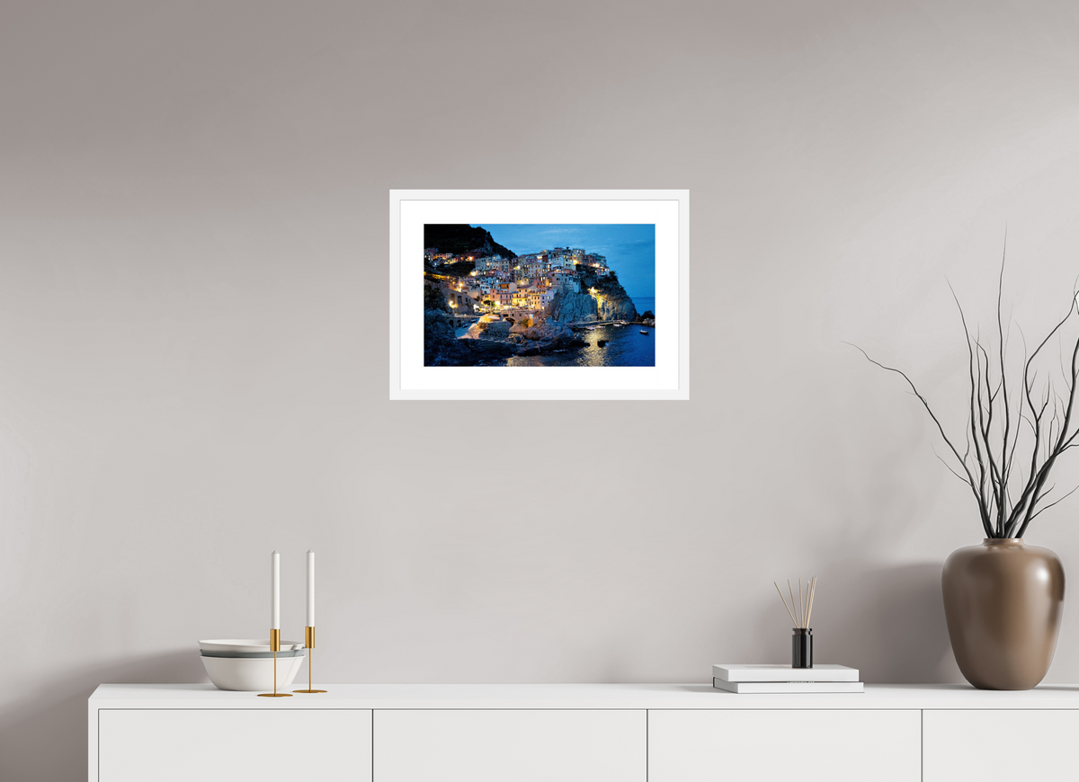 48 x 30 cm, Fine Art Print with Frame Manarola Harbour