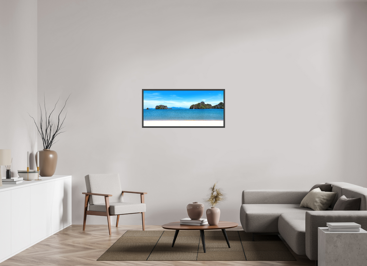 113 x 50 cm, Textile Print with 15 mm Width Gap Frame Tanjung Rhu Serenity, Langkawi, Malaysia